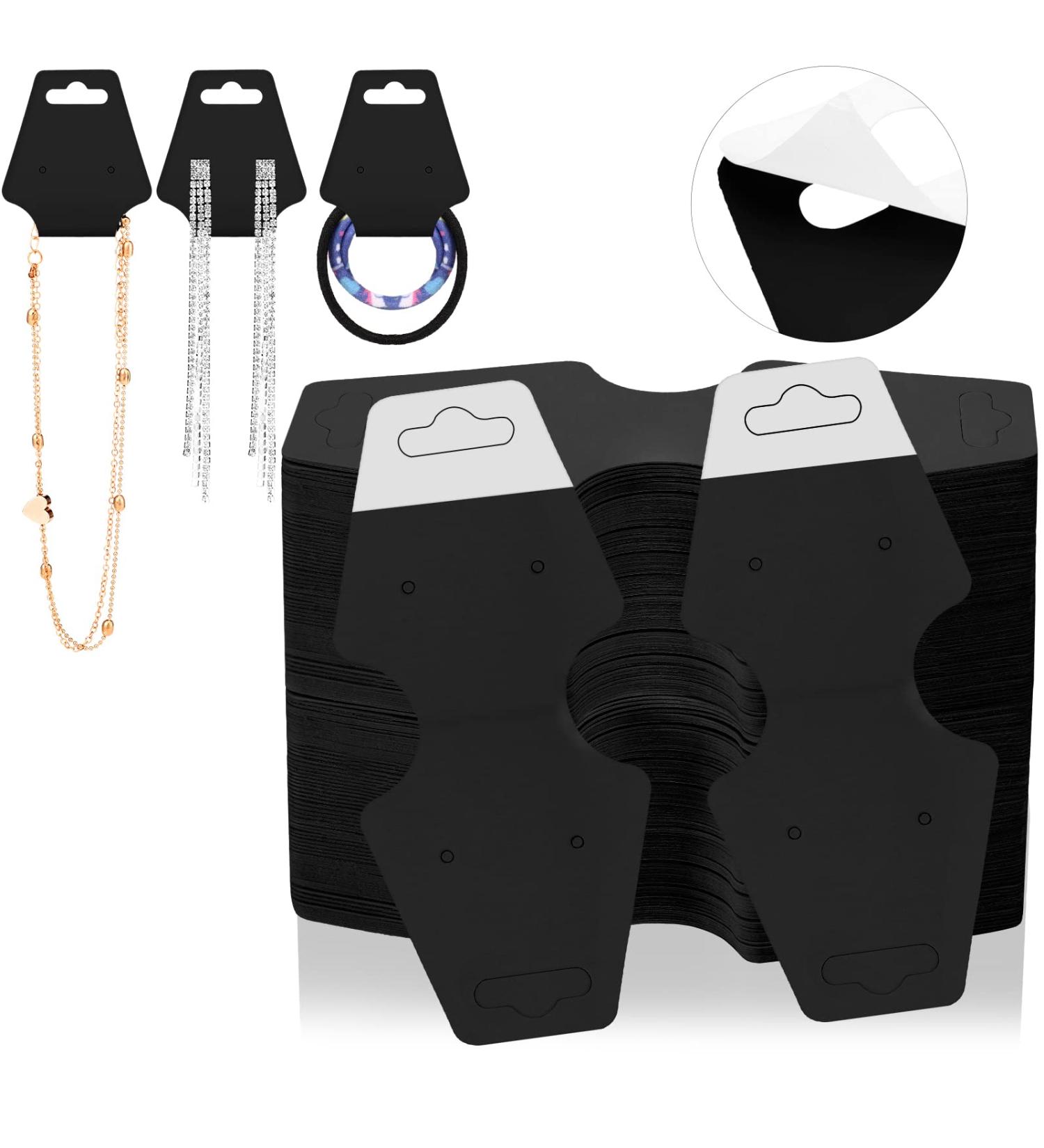 Eersida 500 Pcs Kraft Necklace Display Cards - Adhesive Jewelry Packaging for Choker, Earring, Hairband - Black Bracelet Holder for Small Business Supplies - Buy Online on SooperMarket.com