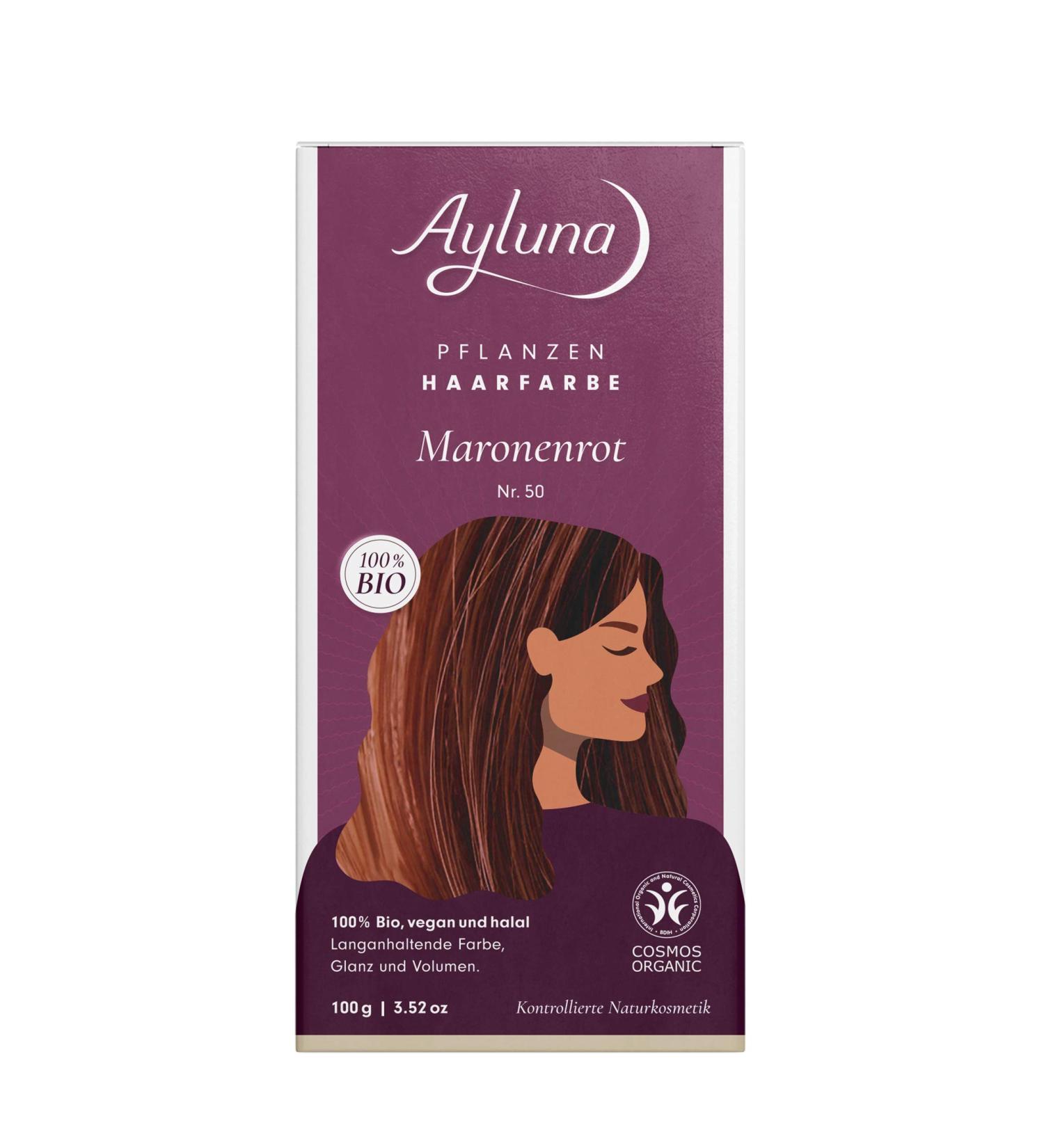 Ayluna plant hair color 50 chestnut red vegan hair color with henna Indian Krapp Fenugreek & Chamomile for a long -lasting color gloss & volume ammonia -free 100% gray hair cover 100g chestnut red 50 100 g (1 Pack)