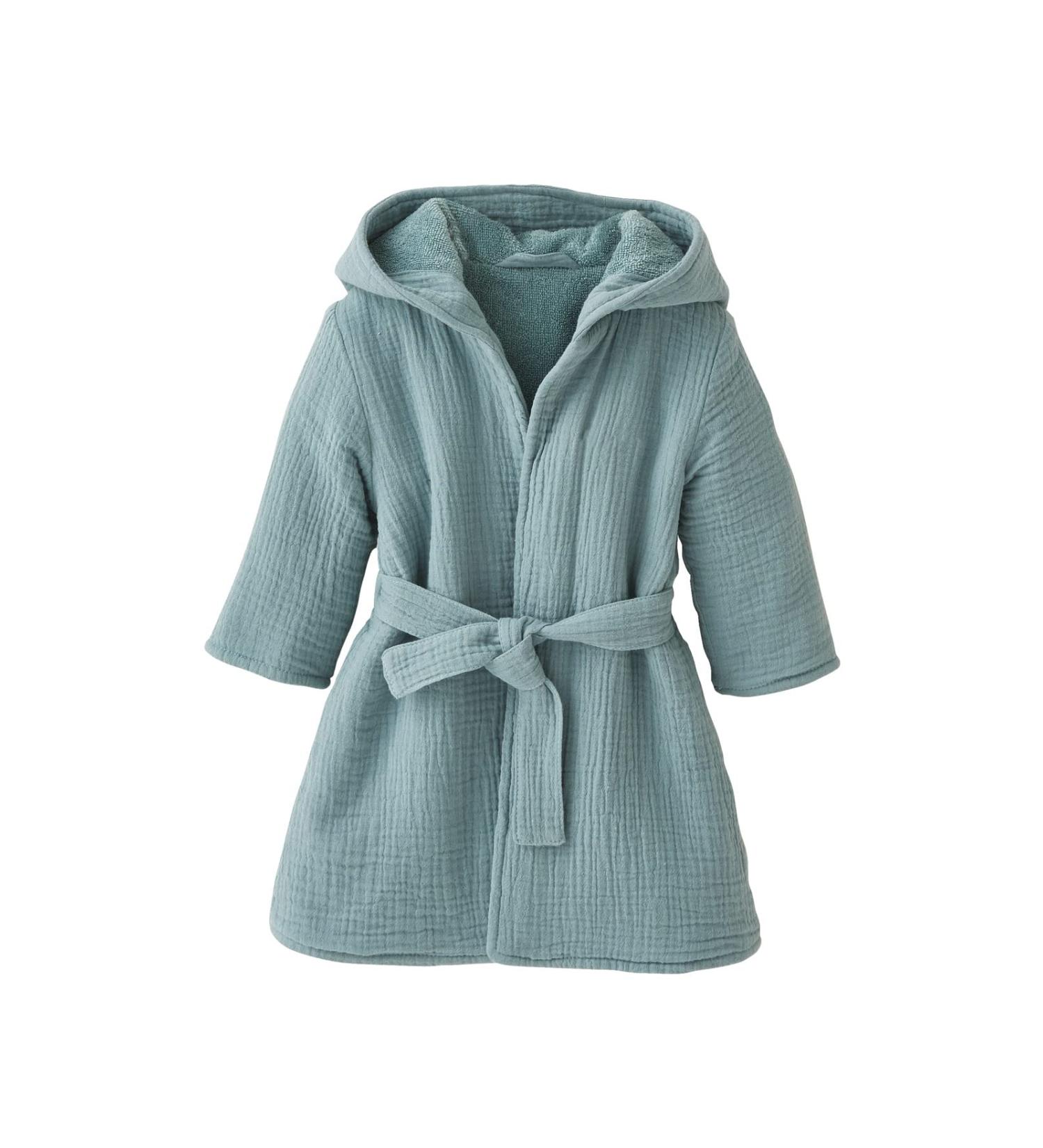 Vertbaudet ko-Tex Baby Bathrobe - Organic Cotton Gauze 98 Green | International Shipping - Buy Online on SooperMarket.com