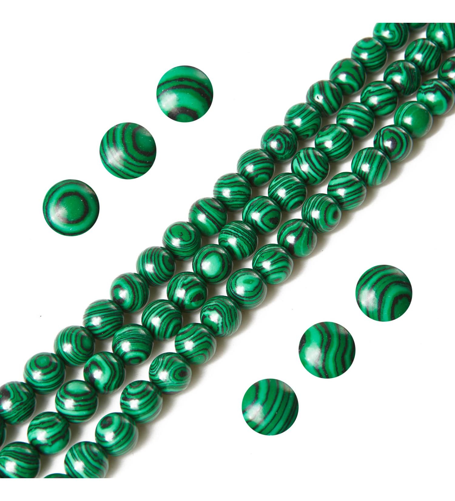 100pcs 6mm Malachite Gemstone Round Loose Beads for Jewelry Making - Buy Online on SooperMarket.com