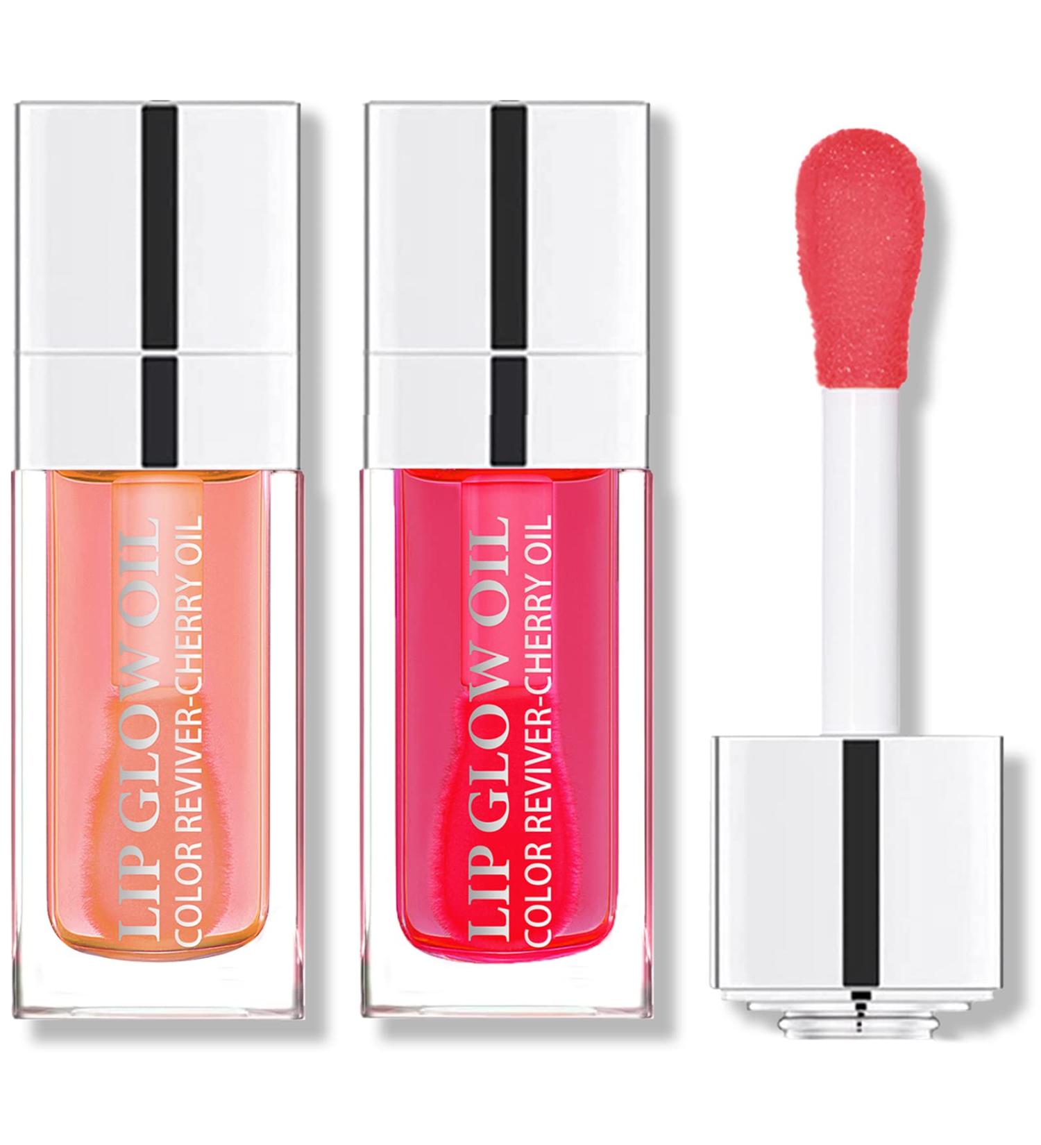 Hydrating Plumping Lip Oil Duo - Pink & Cherry | Moisturizing, Non-Sticky Lip Care - Buy Online on SooperMarket.com