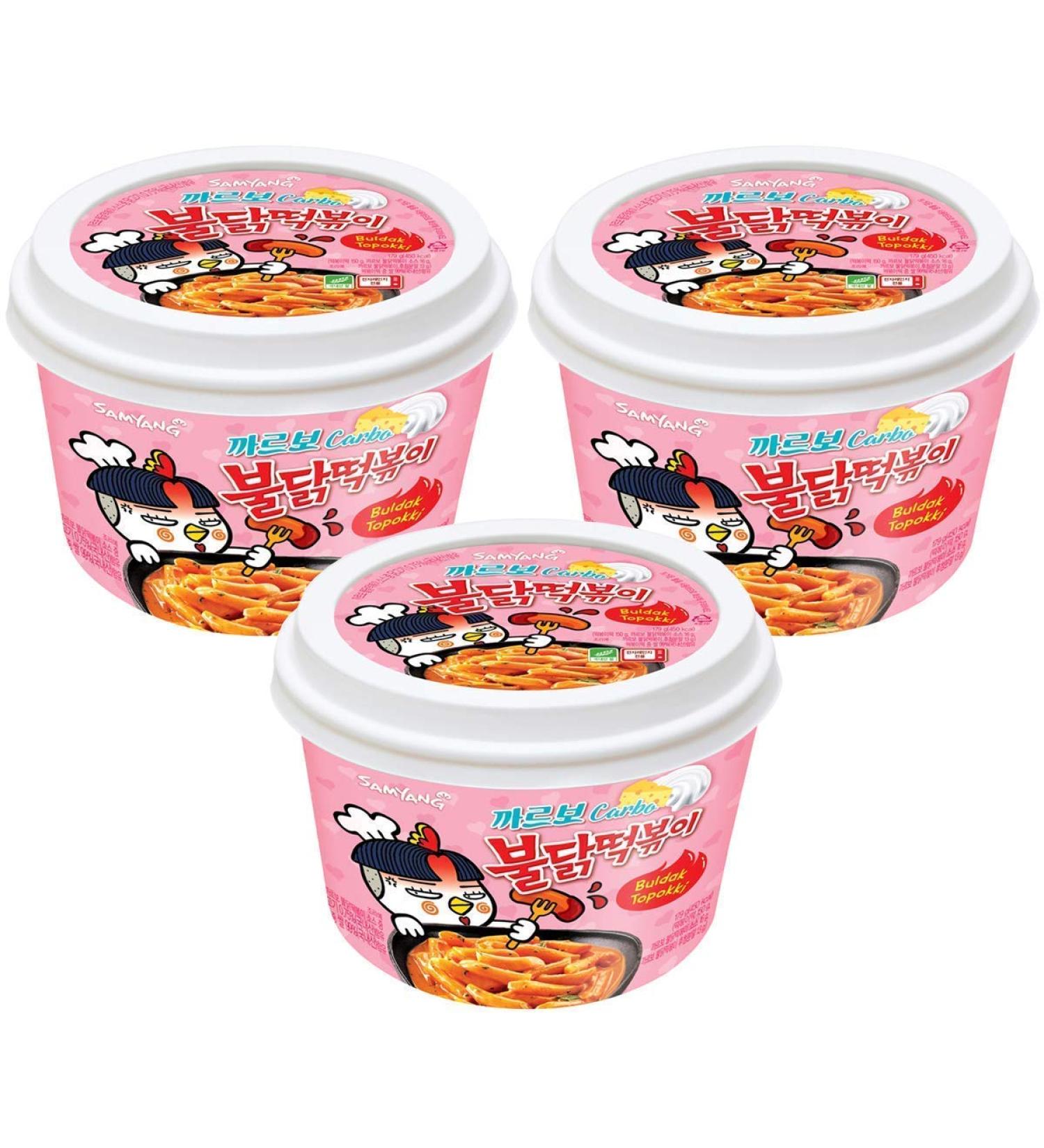 Samyang Carbo Bulldark Spicy Chicken Roasted Tteokbokki 6.52 oz (Pack of 3) - Korean Spicy Tteokbokki for Overseas Delivery - Buy Online on SooperMarket.com