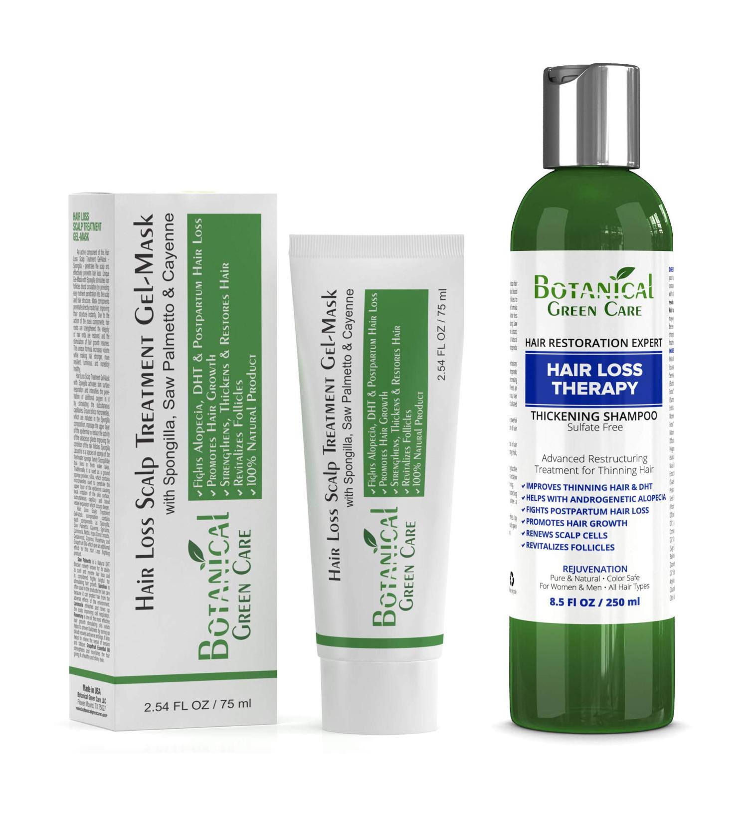 Hair Loss Therapy Shampoo & Scalp Treatment Mask Value Set (2 items) - Saw Palmetto Hair Growth For Hair Thinning Prevention Alopecia DHT Blocking. Doctor Developed