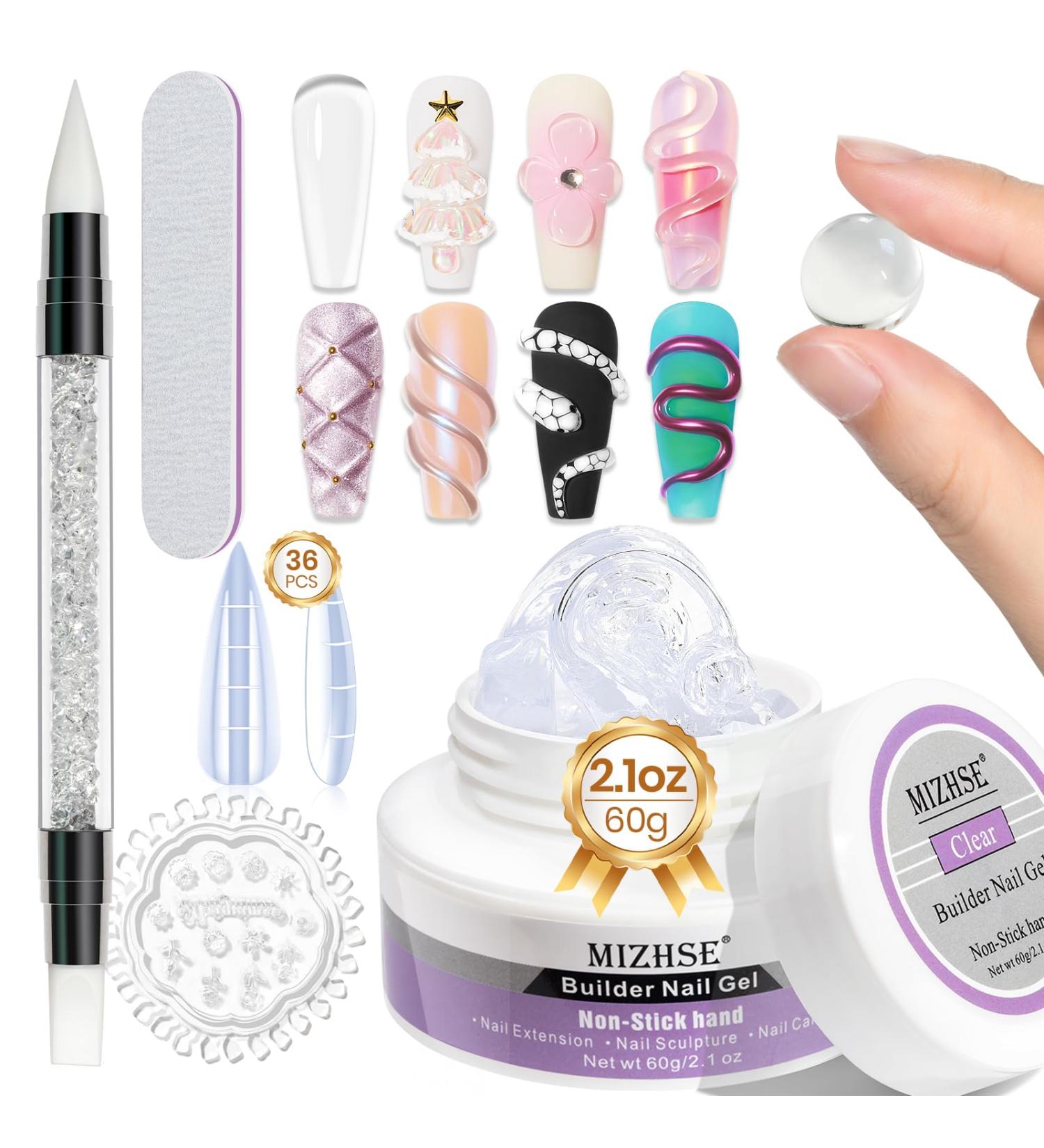 MIZHSE 60g/2.1oz Solid Builder Gel for Nail 4 in 1 Clear Sculpture Solid Nail Extension Gel for Nail Non-Sticky Hand Builder Gel Carving Gel Modeling Nail Art Gel Solid Clear Builder Gel - Buy Online on SooperMarket.com
