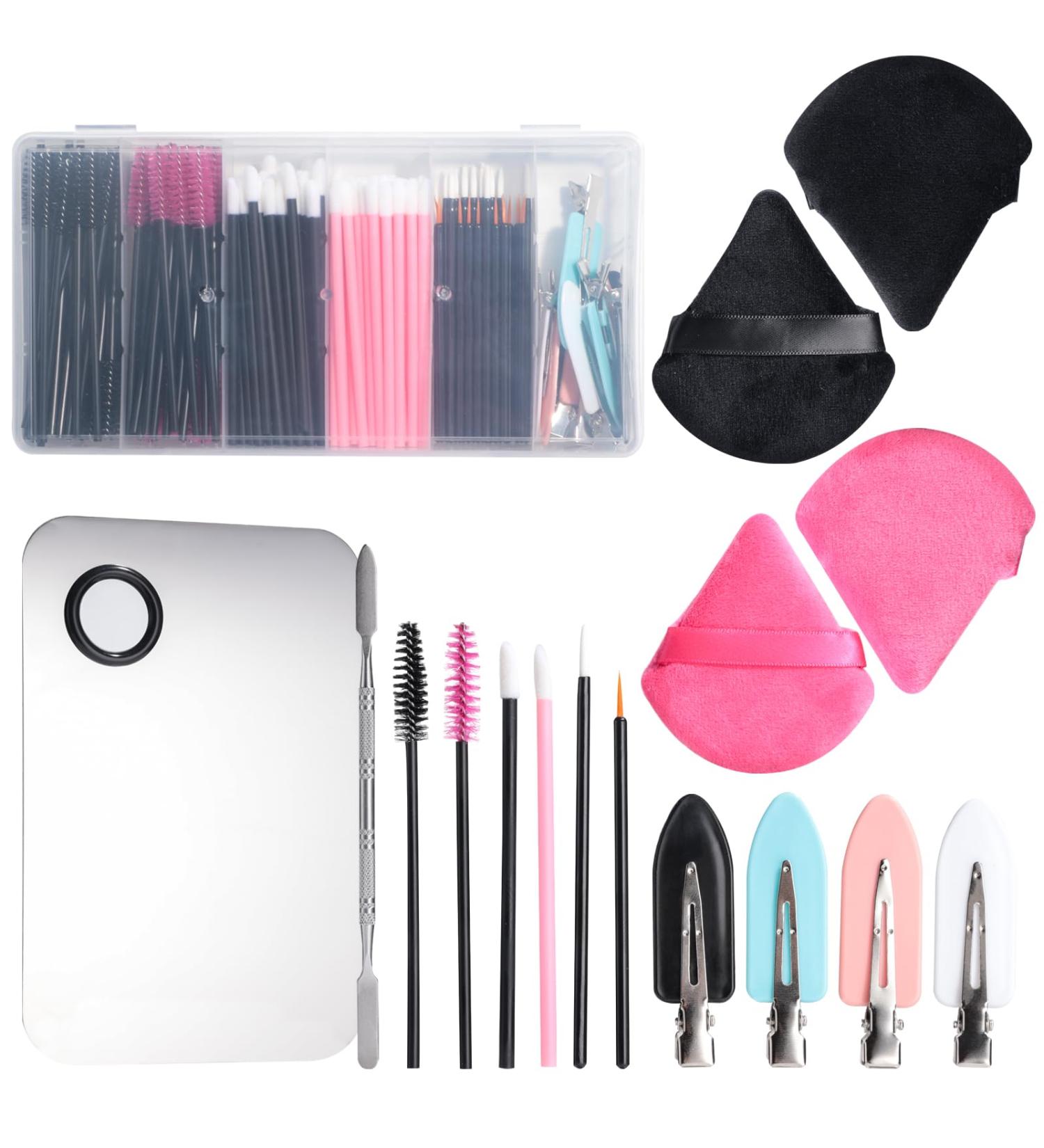 BS-MALL Disposable Makeup Tools Set: Mascara Lip & Eyeliner Brushes Hair Clips & Powder Puffs - International Shipping Available - Buy Online on SooperMarket.com