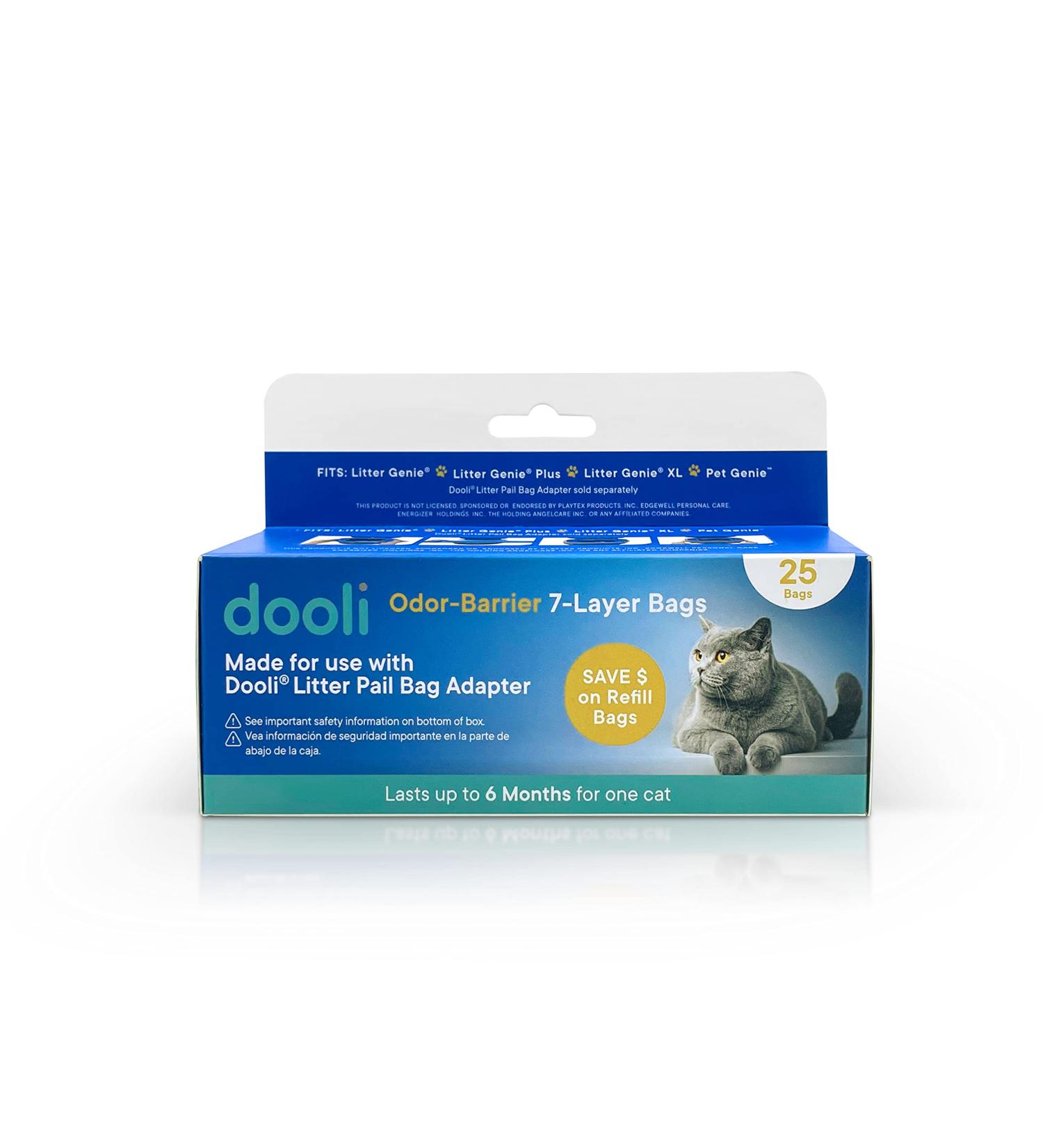 Cat Litter Pail Bag Refills Fits Litter Genie Fits Litter Genie Plus Fits Litter Genie XL Fits LItter Genie XXL For Use with Dooli Cat Litter Pail Adapter Roll of 25 Bags - Buy Online on SooperMarket.com
