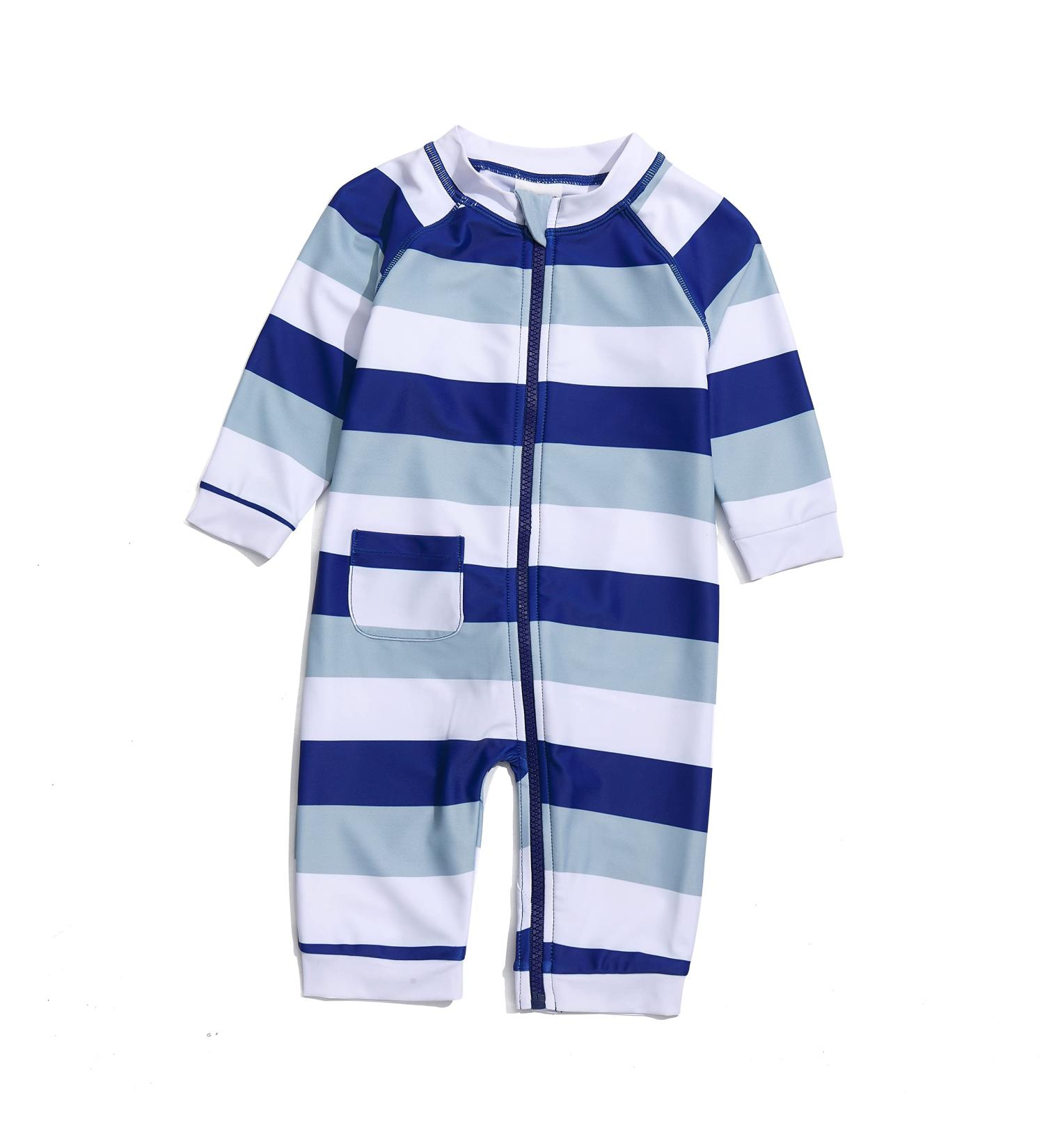 BONVERANO Baby Boys Swimsuit | UPF 50+ Sun Protection | Full-Length Zipper | 2 Years Blue White - Buy Online on SooperMarket.com