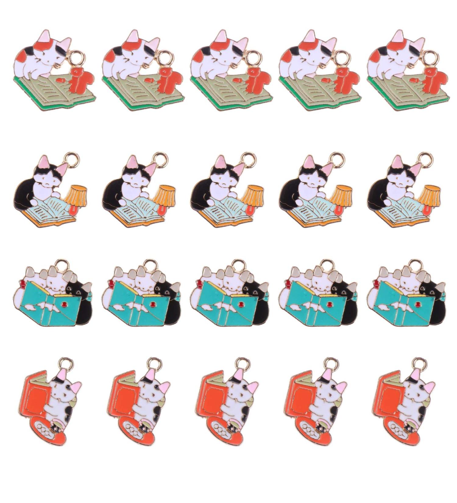 Valiclud 20 Pieces Metal Cat Charms - Enamel Cat Design Alloy Animal Trailer Charms for DIY Jewelry - Buy Online on SooperMarket.com