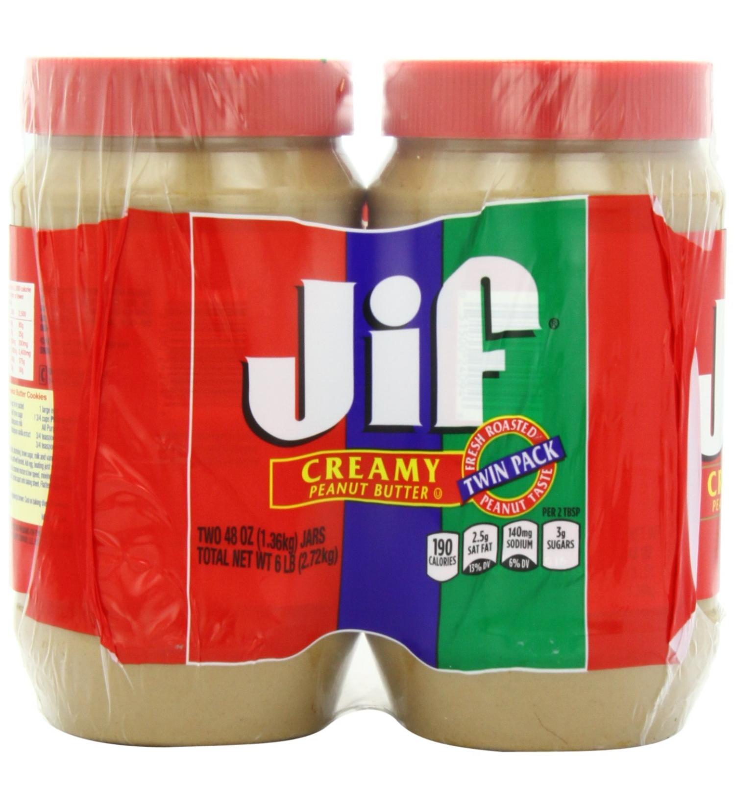 Jif Creamy Peanut Butter, 48 Ounce, 2 count by Jif