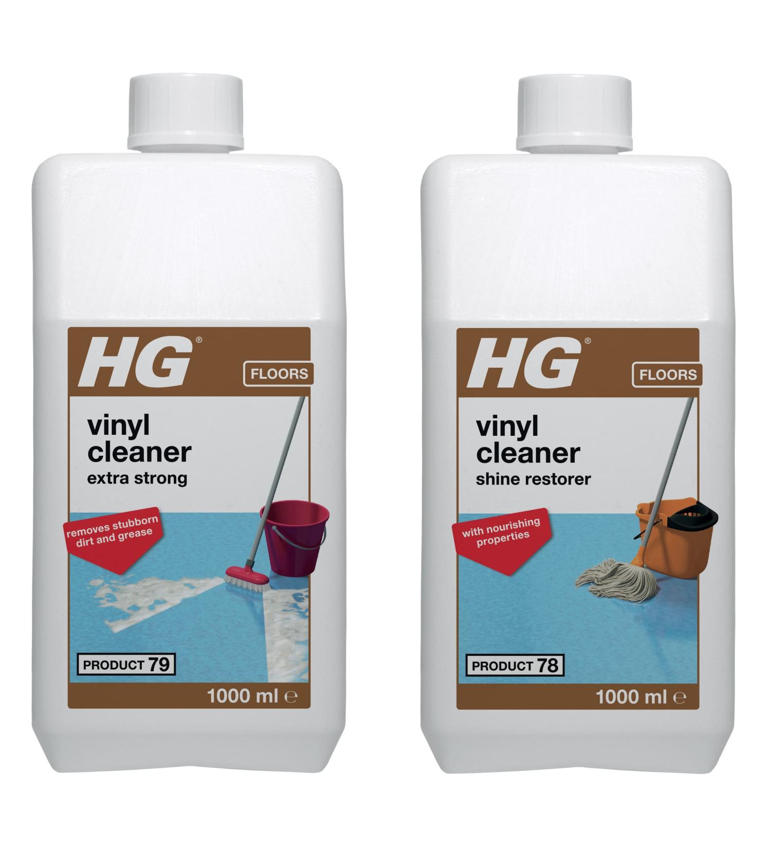 HG Vinyl Cleaner Extra Strong 79 Removes Stubborn Dirt & Grease from all types of Artificial Flooring 1 Litre (150100106) & Vinyl Floor Cleaner & Shine Restorer 78 1 Litre - Buy Online on SooperMarket.com