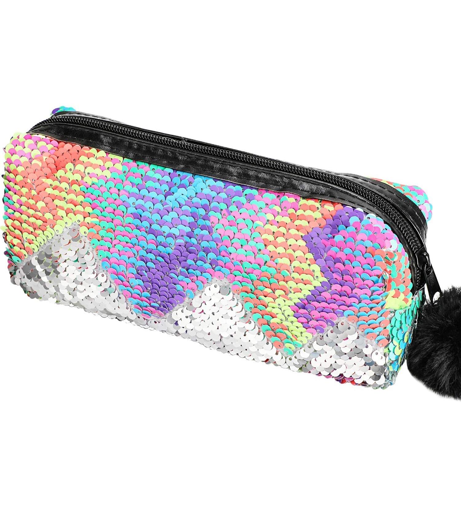 Phogary Sparkle Mermaid Sequin Cosmetic Bag - Reversible Double Color Handbag for Girls & Women | Silver & Pink M ppchen - Buy Online on SooperMarket.com