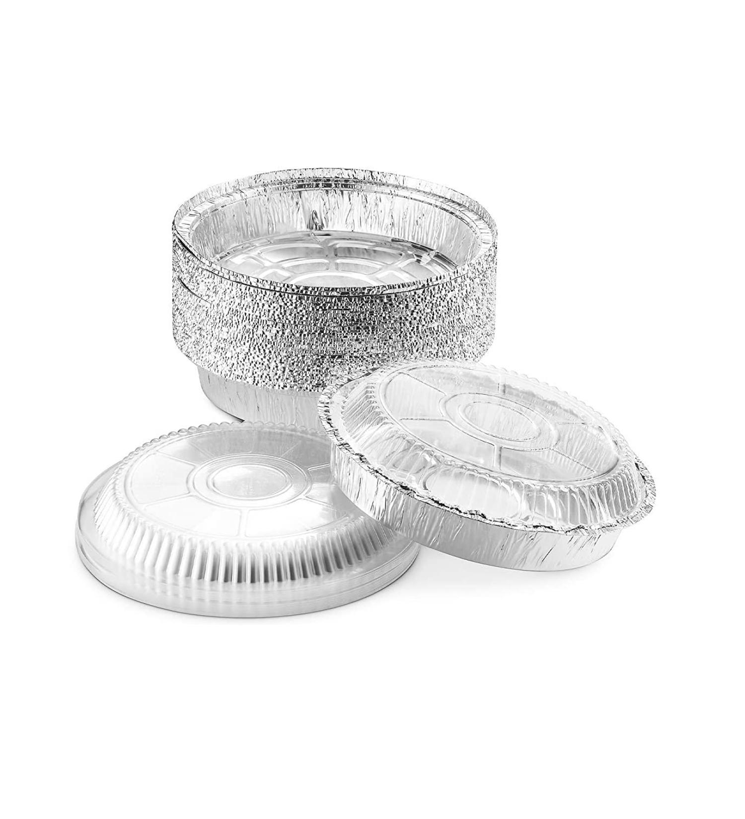 Mr Miracle 9 Inch Round Disposable Aluminum Foil Pans with Clear Plastic Lids - Pack of 40 Sets - Buy Online on SooperMarket.com