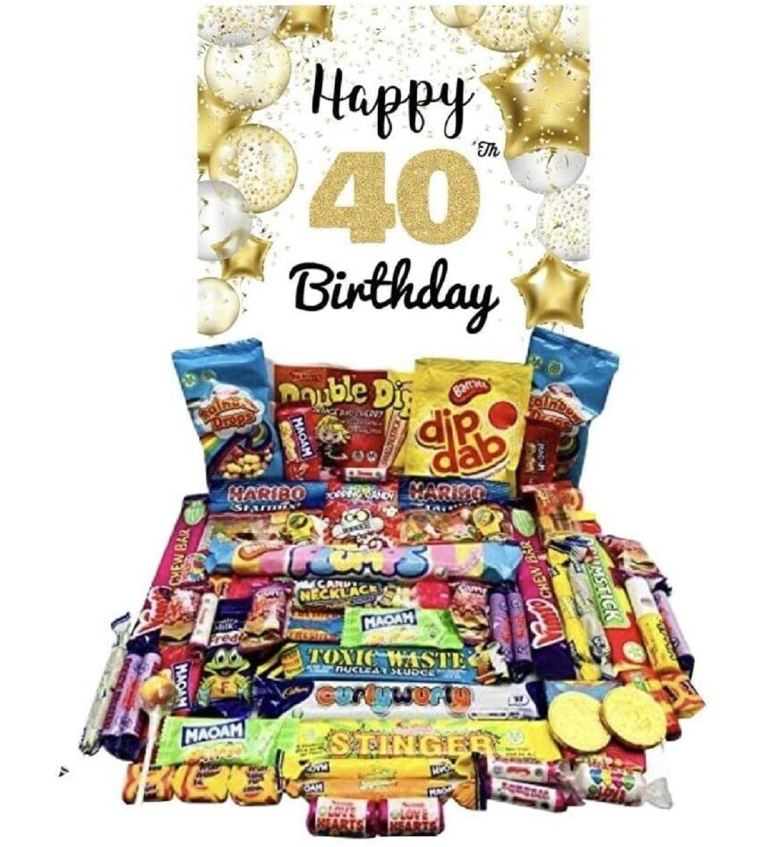Happy 40th Birthday Pick N Mix The Ultimate Retro Nostalgia Sweet Selection 70s 80s Box Sweet Hamper - Present Gift With Over 60 Items Pi ata Filler Freddo Black Jacks ect - Buy Online on SooperMarket.com