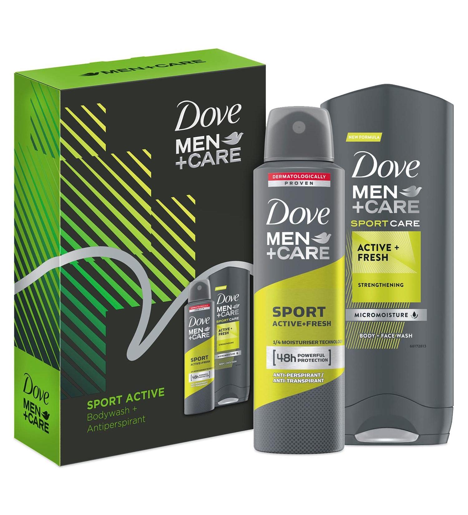 Dove Men+Care Sport Active Duo Gift Set For him Body Wash 250ml & Deo 150ml Stocking Filler Christmas Gift for Him Multi Regular - Buy Online on SooperMarket.com