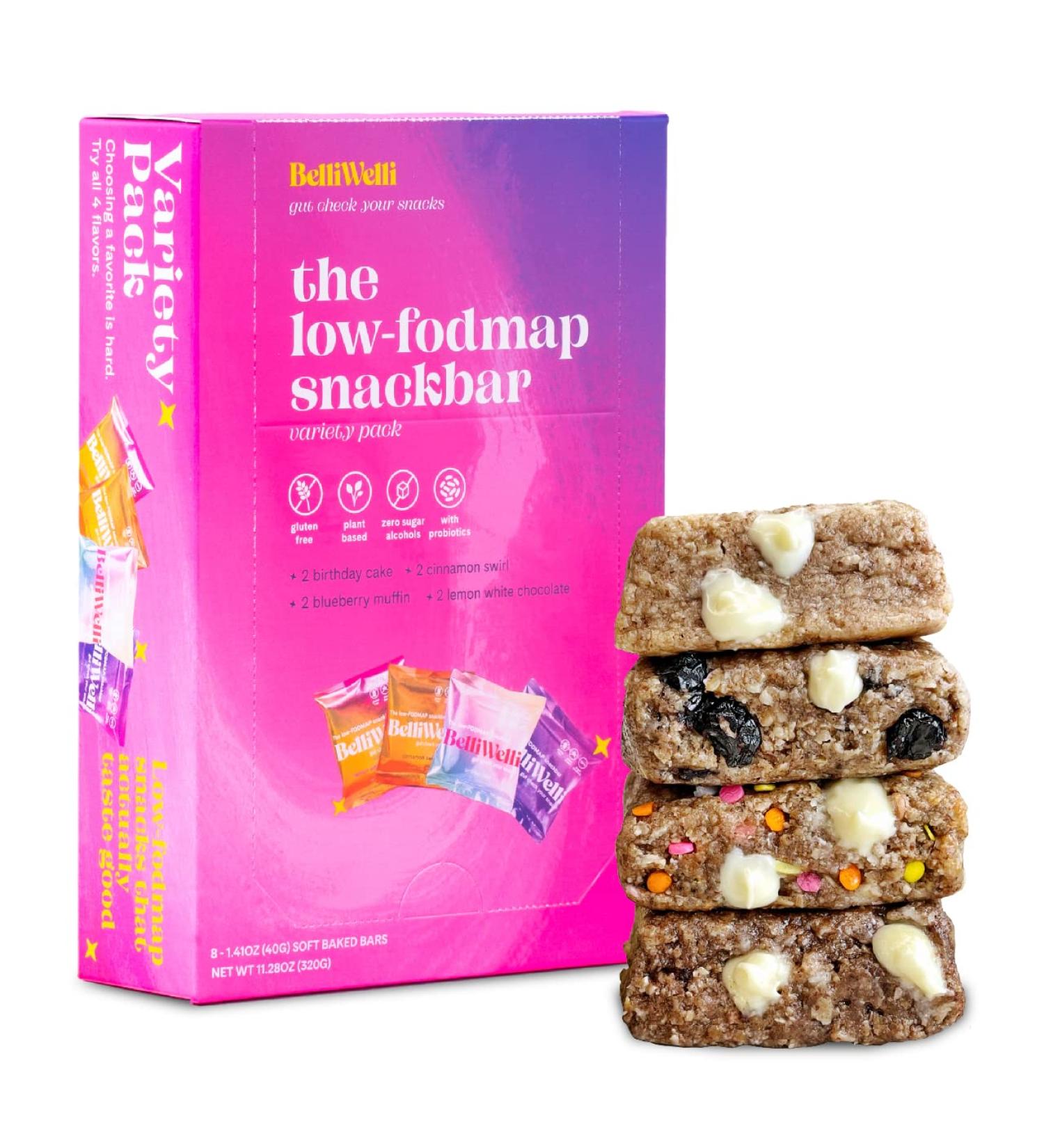 BelliWelli Vegan Gluten-Free Snack Bar Variety (8-Pack) | Low FODMAP Certified, Dairy Free, Gut Friendly with Probiotics | Guilt-Free Dessert for Breakfast | 8 Count - Buy Online on SooperMarket.com