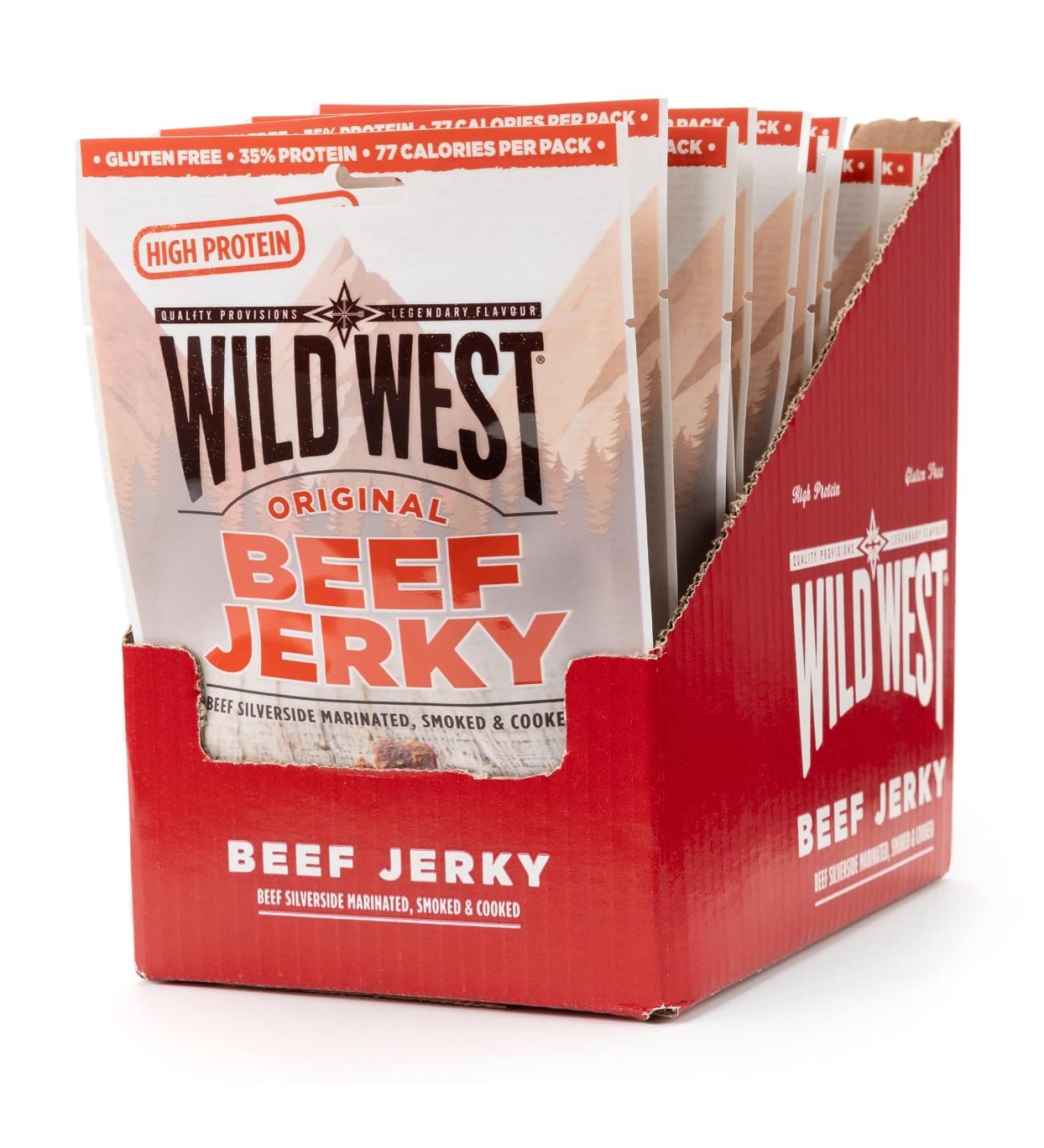 Wild West Beef Jerky - Original High Protein Snack (12 x 60g) | Premium Dried Meat for Healthy Living - Buy Online on SooperMarket.com