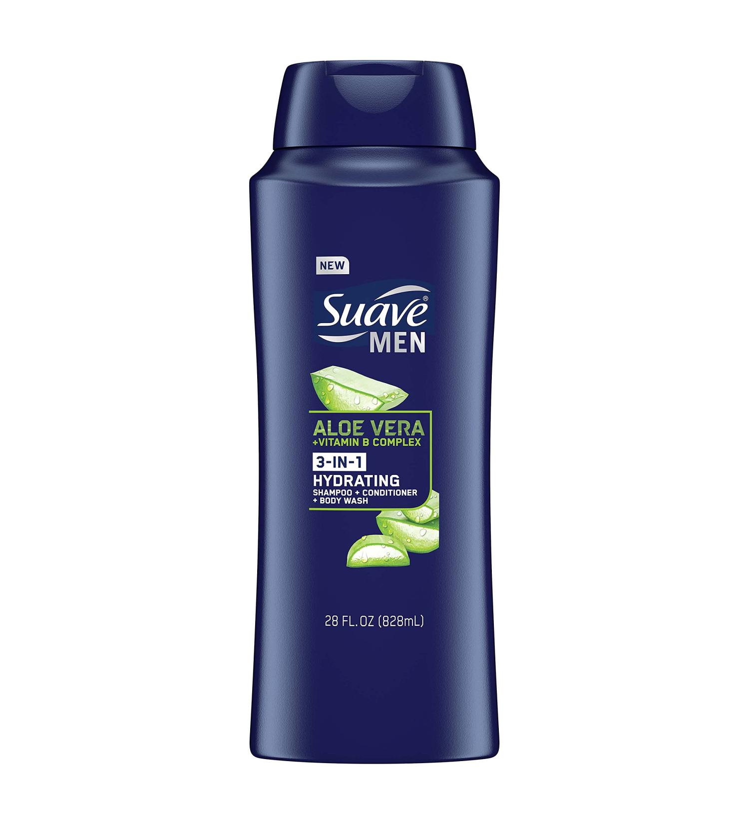 Suave Men 3-in-1 Shampoo Conditioner & Body Wash - Aloe Vera & Vitamin B7 for Hydrated Hair & Skin - 28 oz - International Shipping - Buy Online on SooperMarket.com