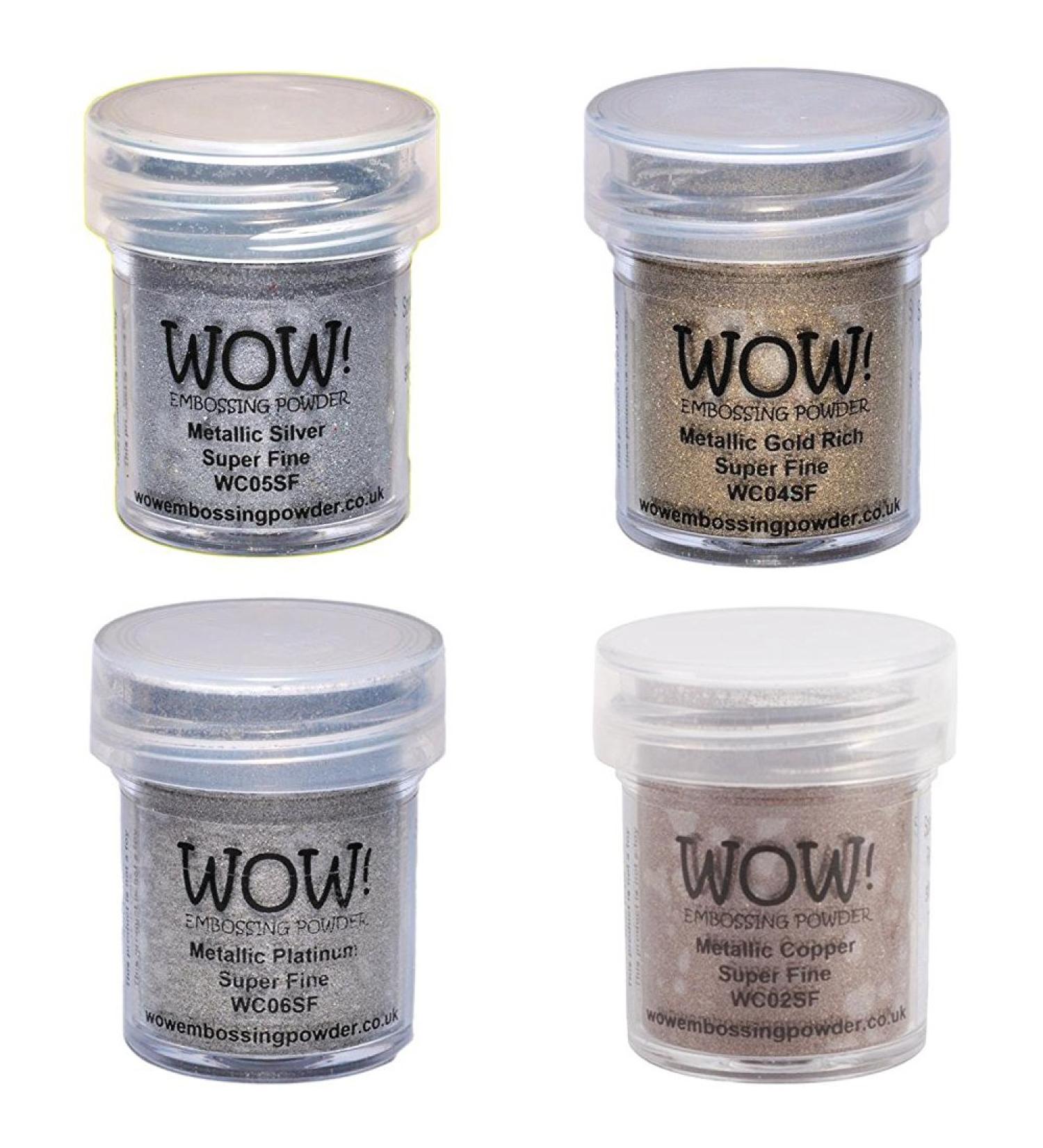 Wow! Metallic Embossing Powder Bundle - Gold, Silver, Platinum, Copper - 15ml (Set of 4) - Buy Online on SooperMarket.com
