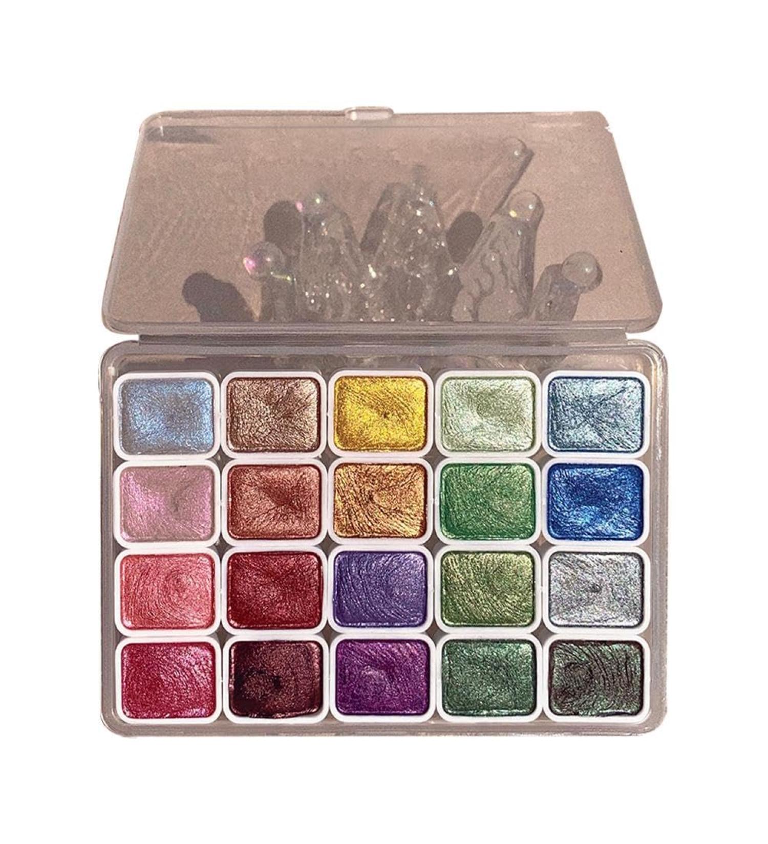 OCKULT 20 Colors Watercolor Painting Set DIY Clay Coloring Nail Art Dripping Glue Glitter Watercolour Solid Paint Box Portable Travel Water Color Paints Set Paint Kit for Artists and Painting Lovers B color one size - Buy Online on SooperMarket.com