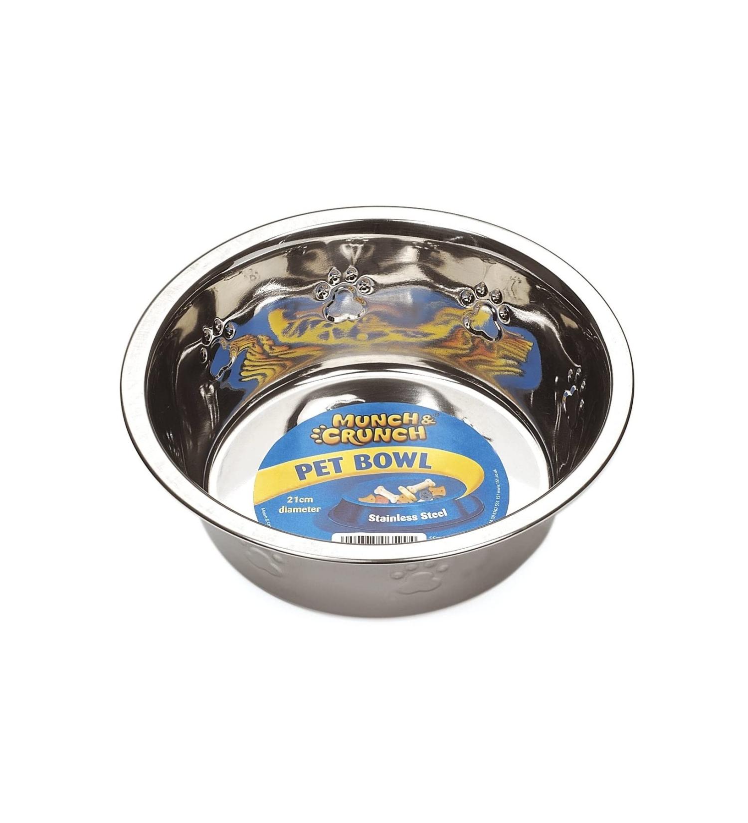 Munch & Crunch Large 19.5cm Stainless Steel Pet Bowl Silver One Size - Buy Online on SooperMarket.com