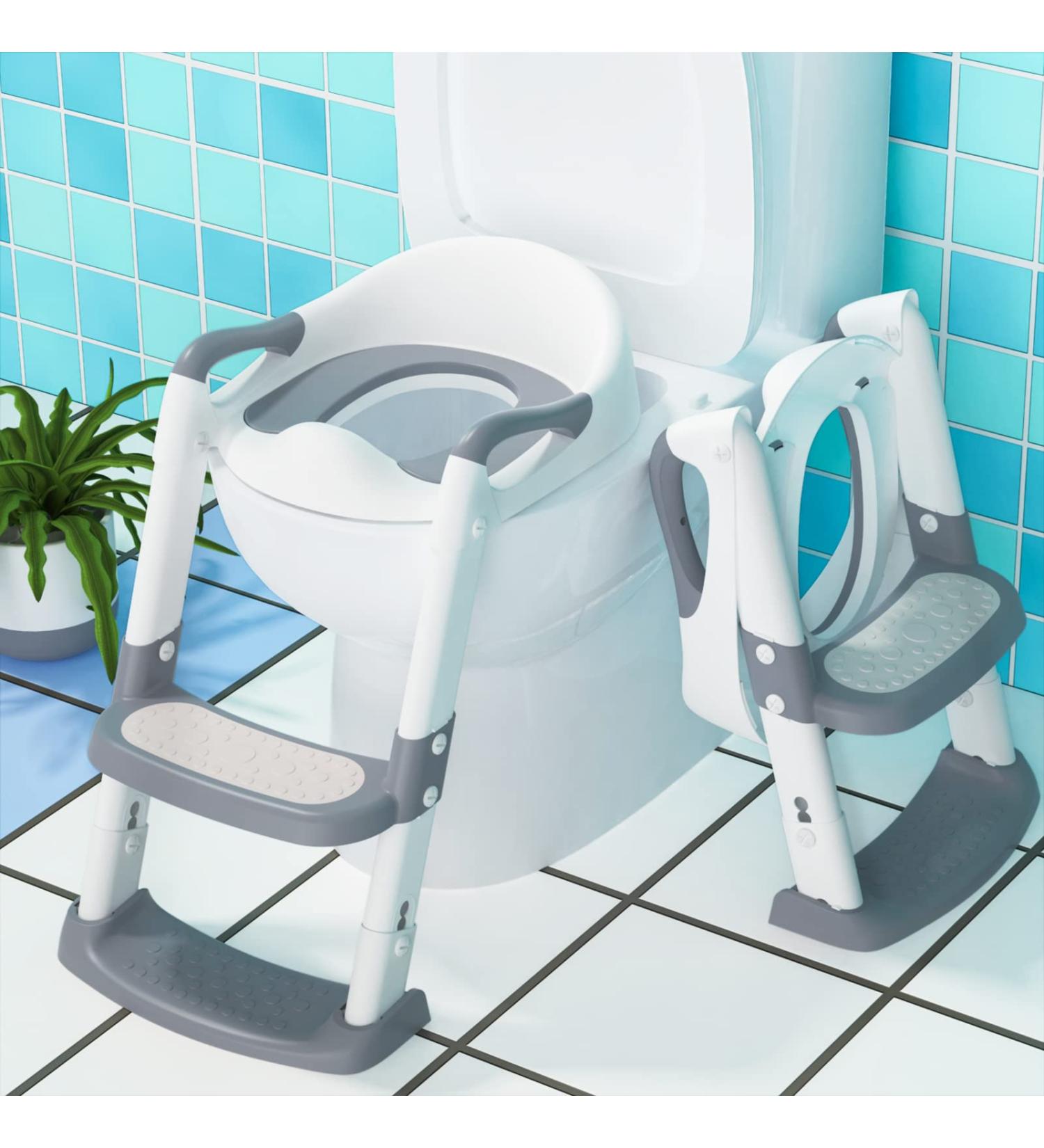 Potty Training Seat with Step Stool Ladder for Kids | Toddler Toilet Chair for Boys | Grey - Buy Online on SooperMarket.com