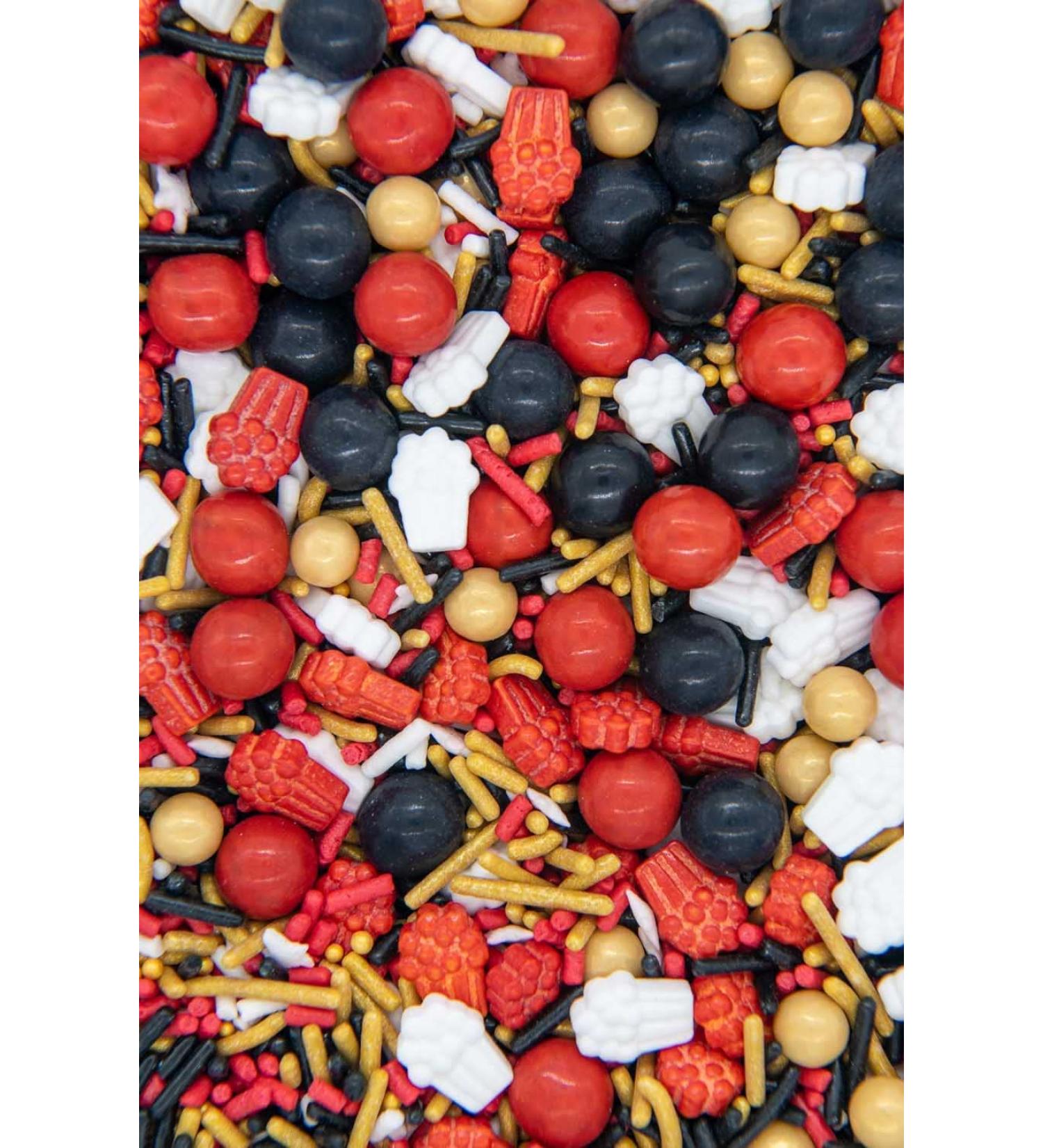 Movie Popcorn Sprinkles Edible Red and Black Confetti Cake Sprinkles Hollywood Movie Red Carpet Sprinkles for Cupcake Decorating Pearls Quin - Movie Cinema Sprinkles for Cake Decorating Decorations Movie Night - Buy Online on SooperMarket.com