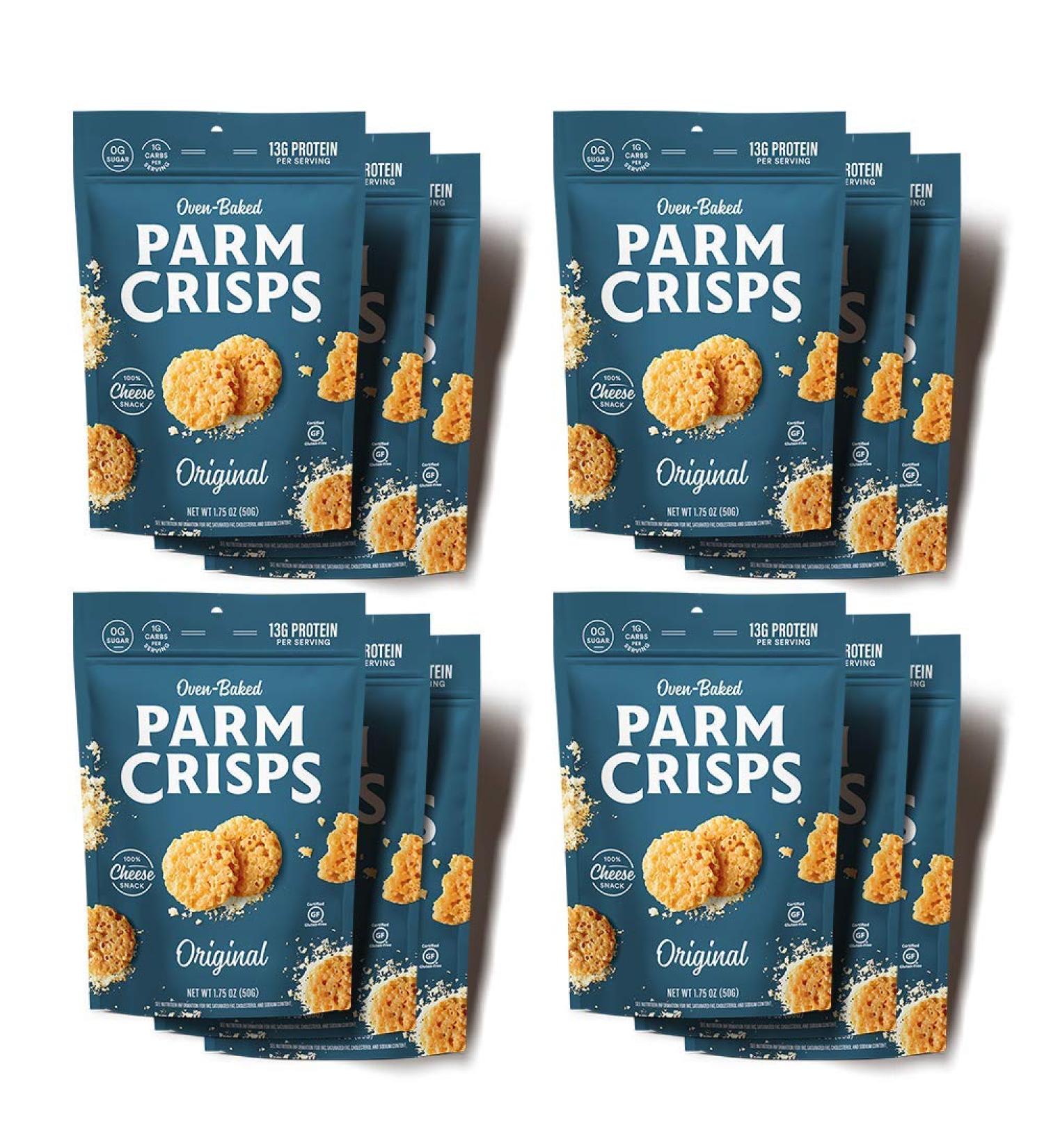 ParmCrisps Original 100% Real Parmesan Cheese - Keto, Low Carb, High Protein Snacks | 12 Pack (1.75 Oz Each) - Buy Online on SooperMarket.com
