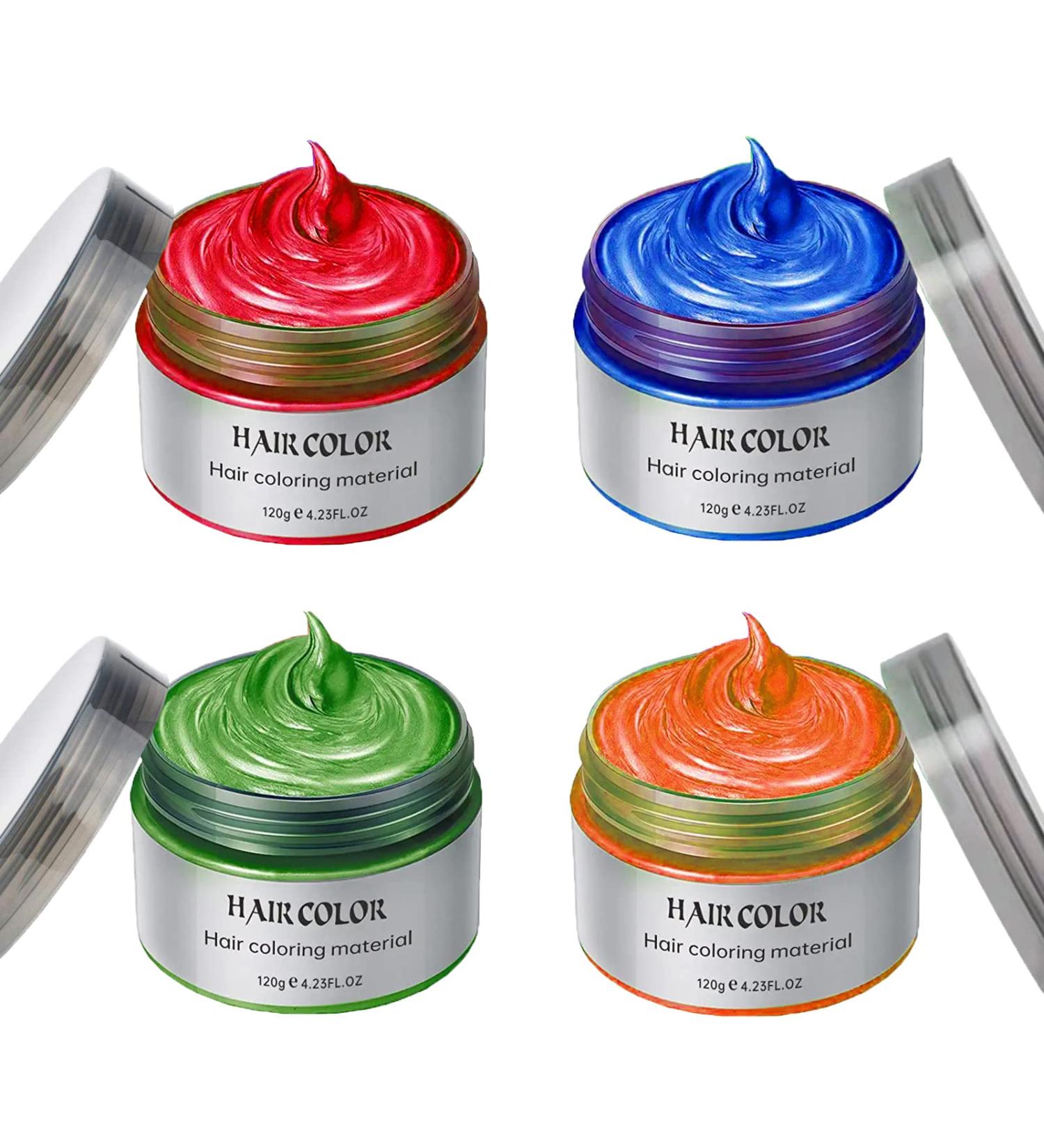 Kids Temporary Hair Color Wax Set - Perfect Gift for Girls, Ages 4-9 | Cosplay, Birthday Parties, Halloween, Christmas - 4 Colors (Red, Orange, Blue, Green) - Buy Online on SooperMarket.com