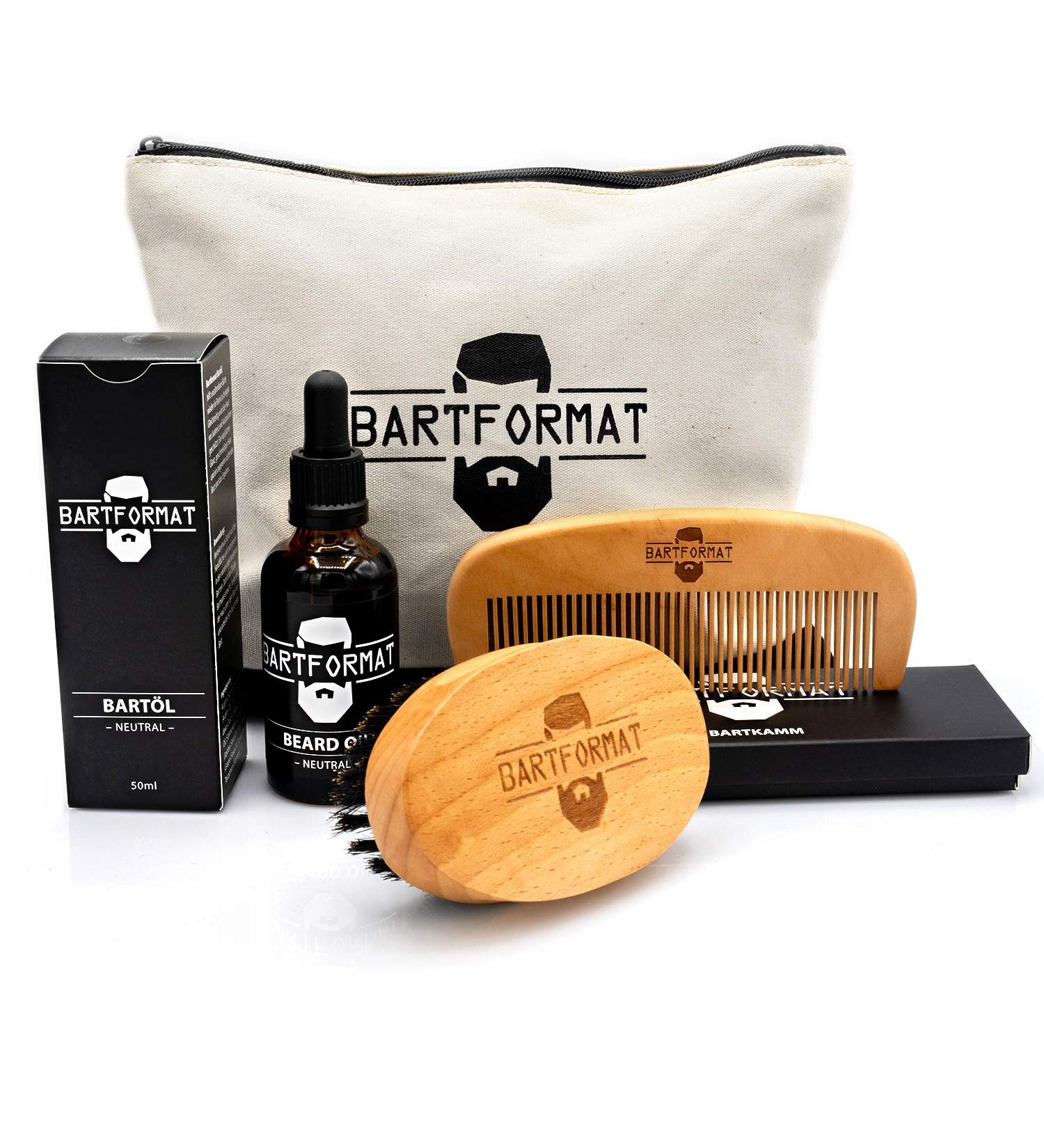 Premium 4-Part Beard Care Set | Includes Beard Oil Brush & Cultural Bag | Ideal Gift for Men - Buy Online on SooperMarket.com