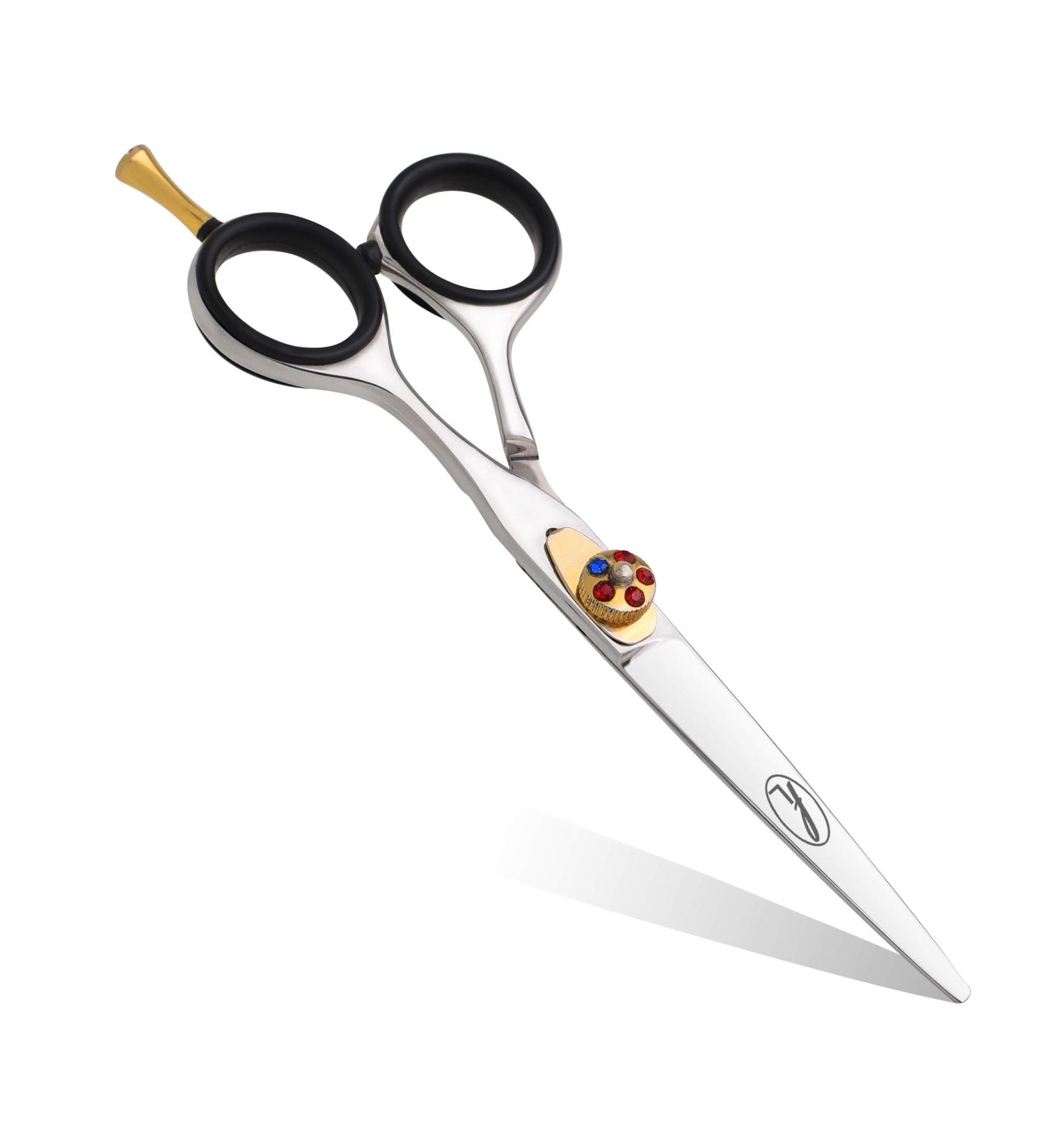 Professional Hairdressing Scissors with Hook Gemstone Dial & Razor Edge Steel - Salon Quality Anti-Rust Barber Scissors for Cutting Hair - 5 inch - Buy Online on SooperMarket.com