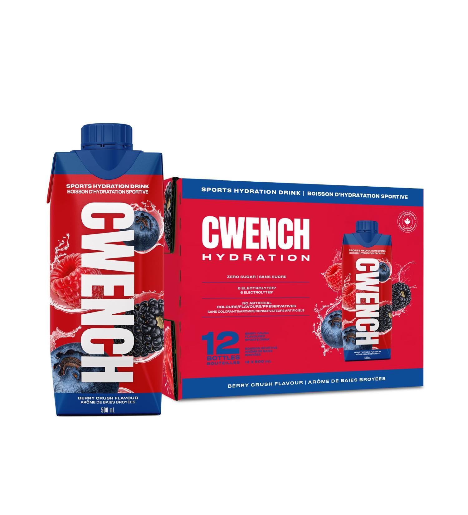Cwench Electrolyte Sports Drink Hydration Ready To Drink Berry Crush 12x500mL - Buy Online on SooperMarket.com