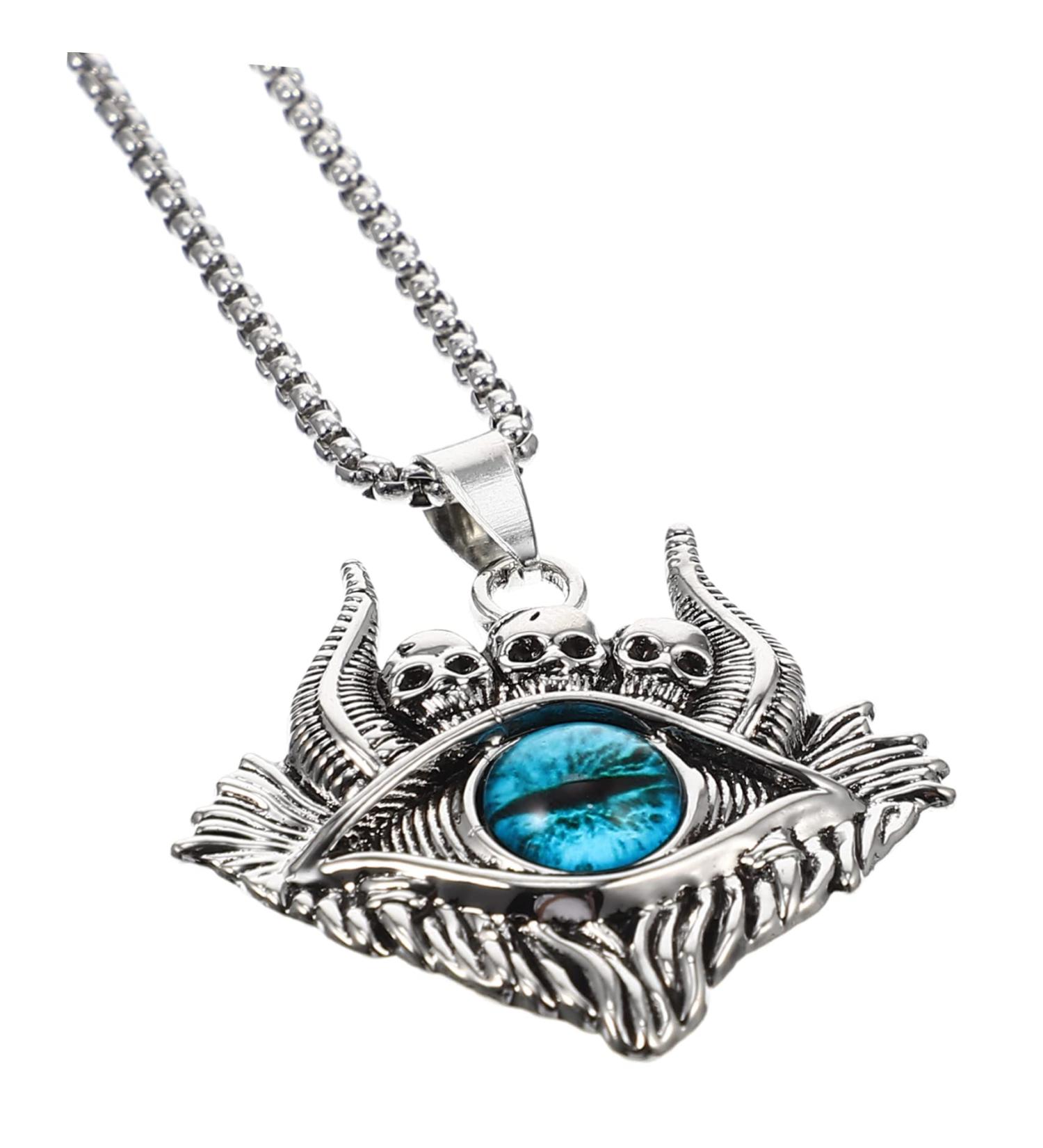 EXCEART Devil Eye Necklace Skull Necklace Ladies Men's Evil Eye Clavicle Chain Steampunk Necklace Women Clavicle Pendant Necklace Decor Stainless Steel Neck Chain Metal Man - Buy Online on SooperMarket.com