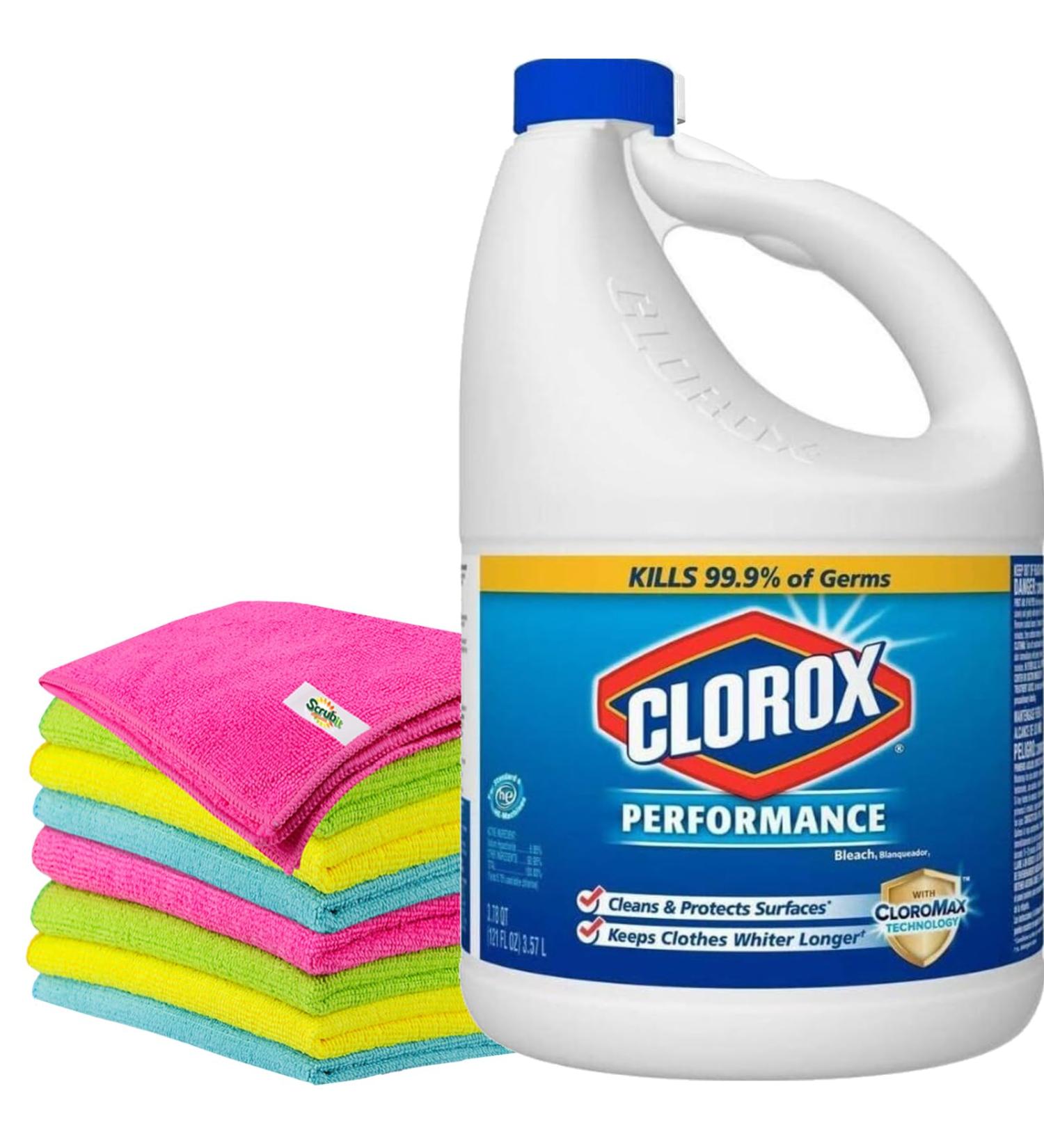 Bulk Bleach Liquid Cleaner for Laundry & Bathroom - 121 oz + Free 6-Pack Microfiber Cloths | Effective Multi-Purpose Cleaning Solution - Buy Online on SooperMarket.com