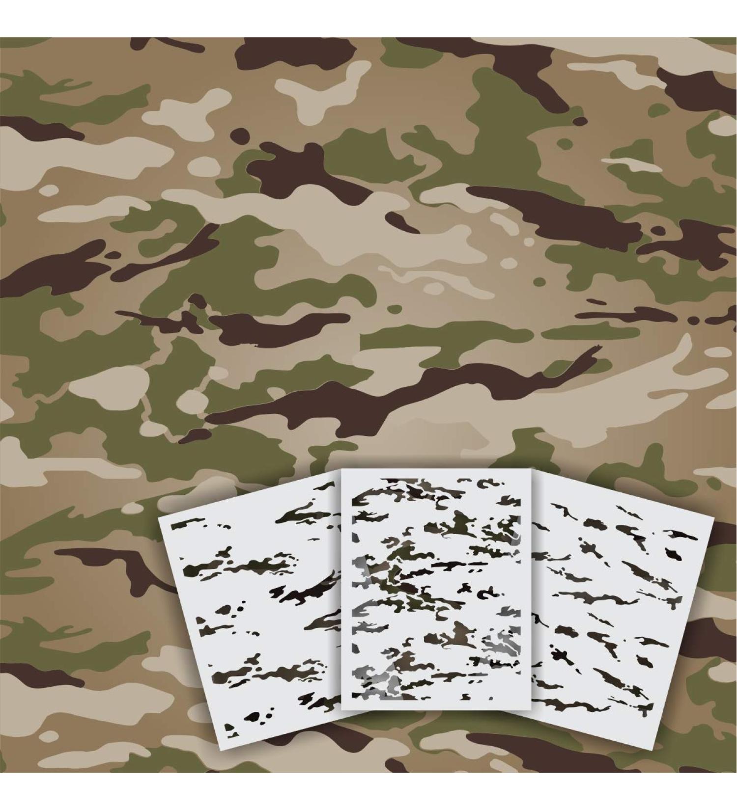 Redleg Camo OCP 9"x12" 3 Piece Camo Stencil Kit Scorpion W2 Army Airbrush