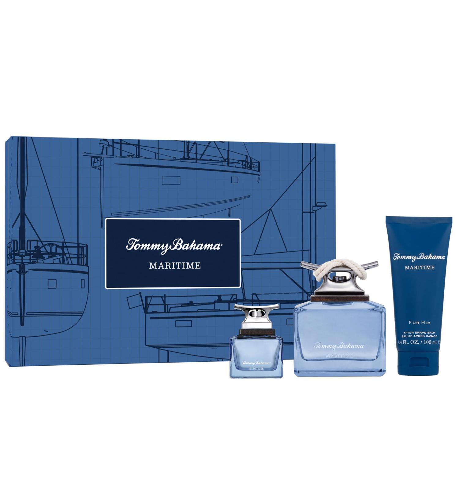 Tommy Bahama Maritime Eau de Cologne for Men Notes of Bergamot Jasmine & Sandalwood Fresh & Warm Scent 3 PC Gift Set: 2x EDC Spray + After Shave Balm - Buy Online on SooperMarket.com