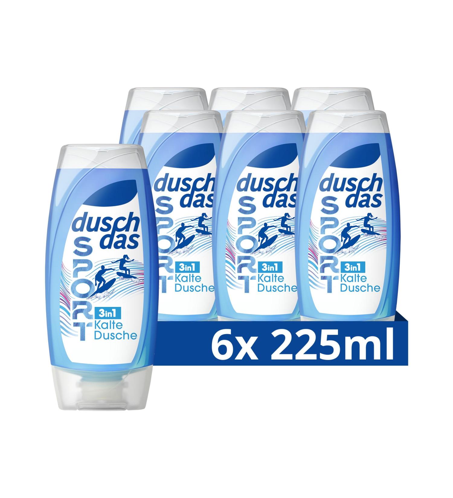 Duschdas 3-in-1 Shower Gel & Shampoo Sports Cold Shower - Limited Edition with Sea Salt & Lemongrass Scent | 6 x 225ml Pack - International Shipping Available - Buy Online on SooperMarket.com