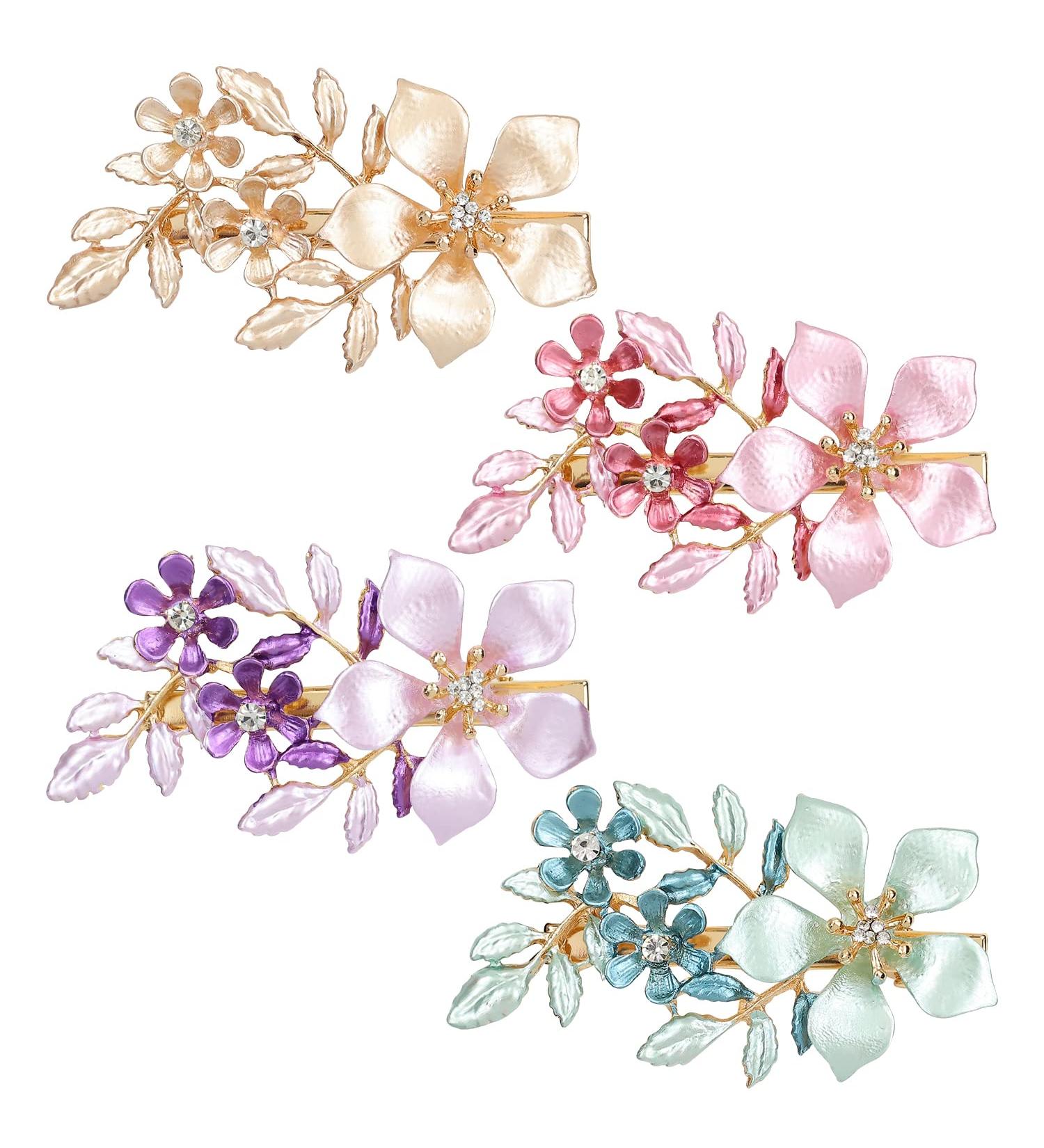 inSowni 4 Pack Luxury Glitter Butterfly Metal French Barrettes for Women Girls - Sparkly Jeweled Gems Crystals Rhinestones Hair Clips (4PCS S3) - Buy Online on SooperMarket.com