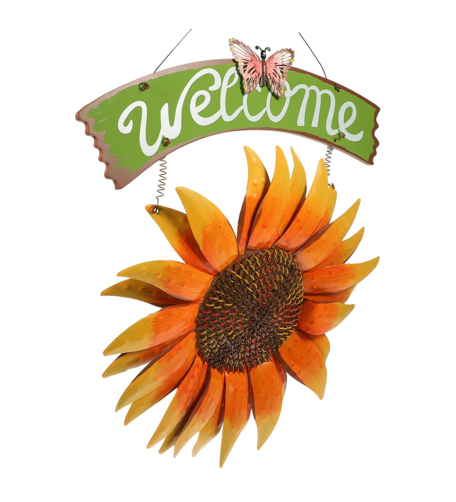 Zerodeko Fall Decor Home D cor Pendant Iron Welcome Card Sunflower 3d Front Door Wreath Sunflower Door Plaque - Buy Online on SooperMarket.com