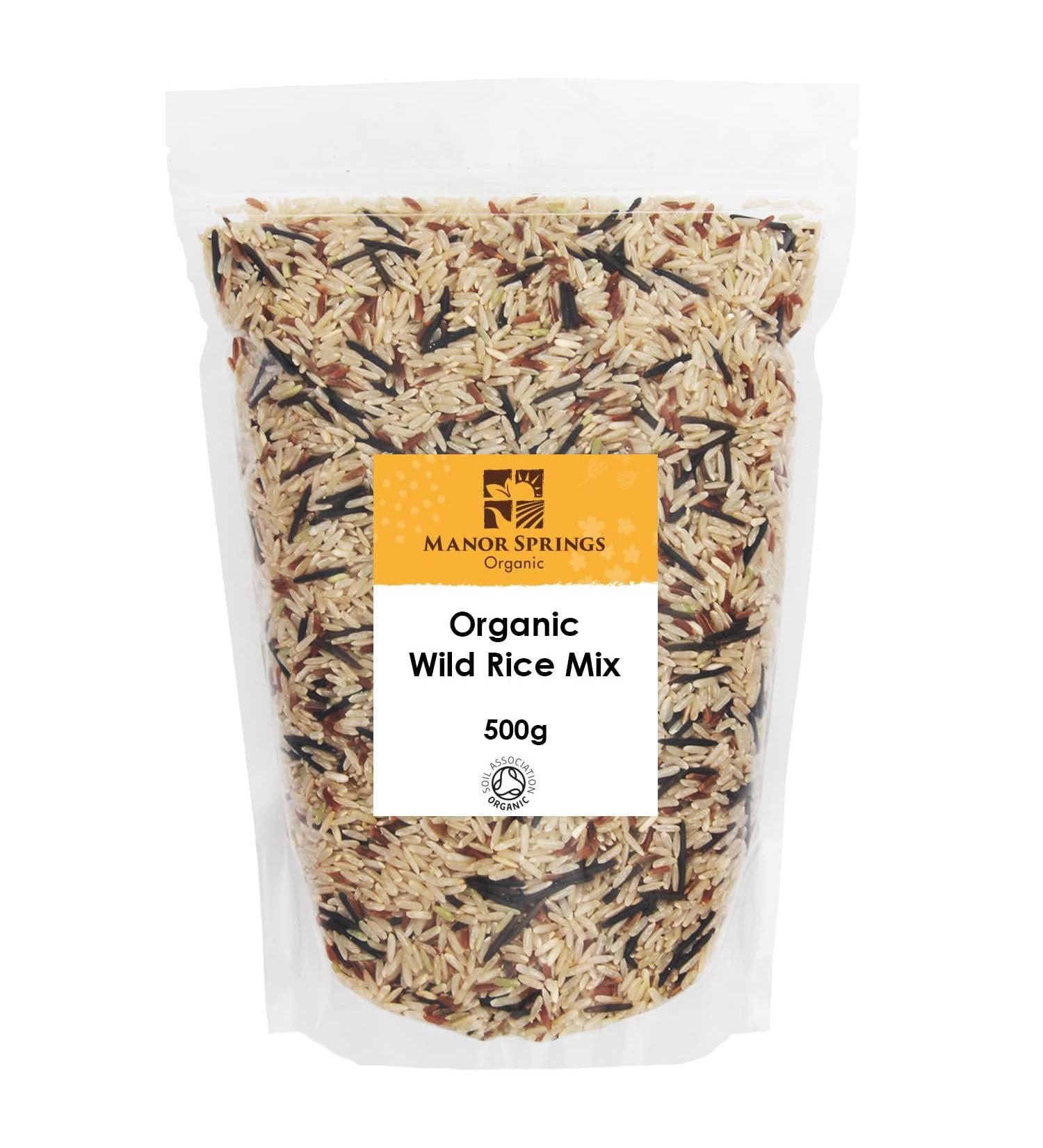 Manor Springs Organic Wild Rice Mix 500g - Camargue Red, Long Grain Brown & Wild Rice - Buy Online on SooperMarket.com