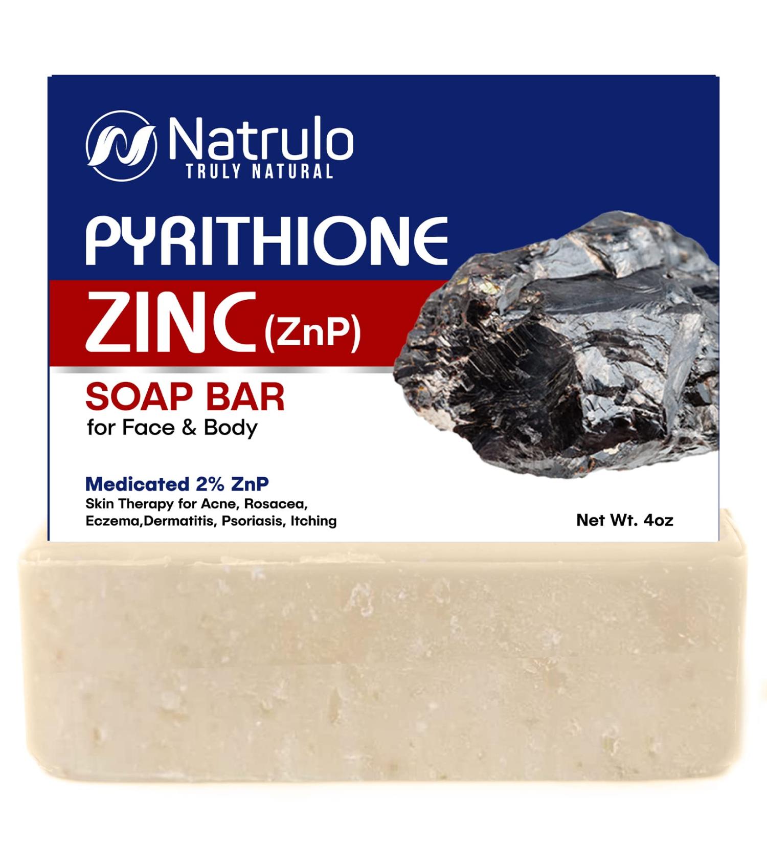 Pyrithione Zinc Soap Bar 4oz for Face & Body - 2% ZnP Cleanser for Acne, Rosacea, Eczema, Psoriasis - Skin Therapy Bar Soap for Dermatitis - Made in USA - Buy Online on SooperMarket.com