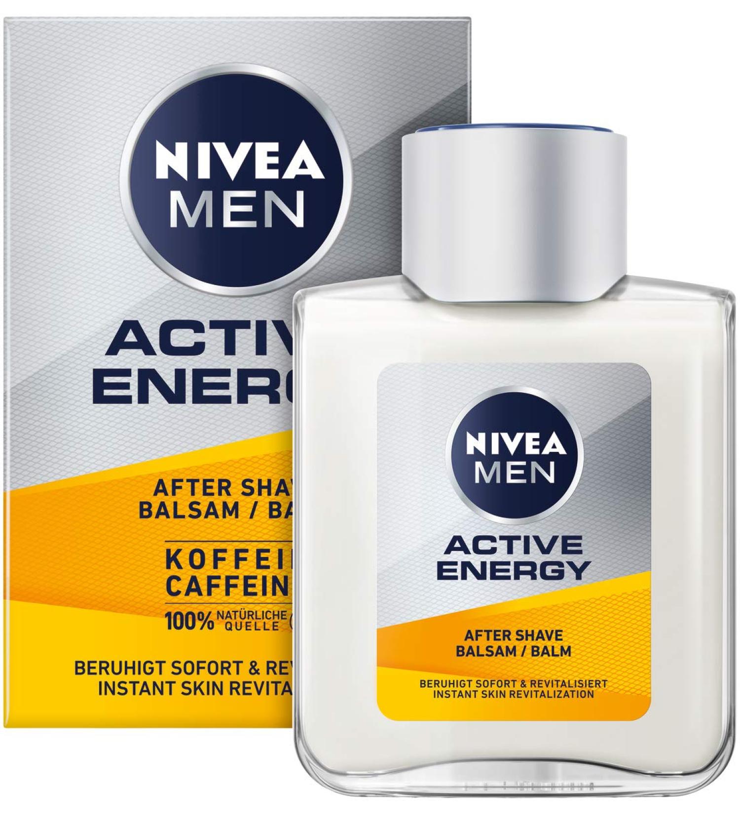 Nivea Men Active Energy After Shave Balsam (100 ml) | Revitalizing Skin Care with Caffeine | 100% Natural | Perfect for Post-Shave Relaxation - Buy Online on SooperMarket.com
