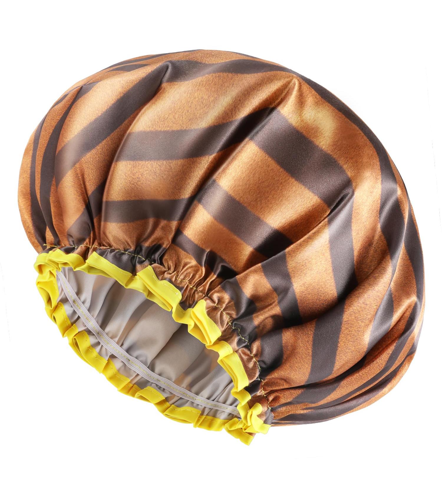 Buy Mikimini 2-Pack Waterproof Shower Hoods - Stylish & Reusable for Women Men Girls & Children | Golden Stripes Design - Buy Online on SooperMarket.com
