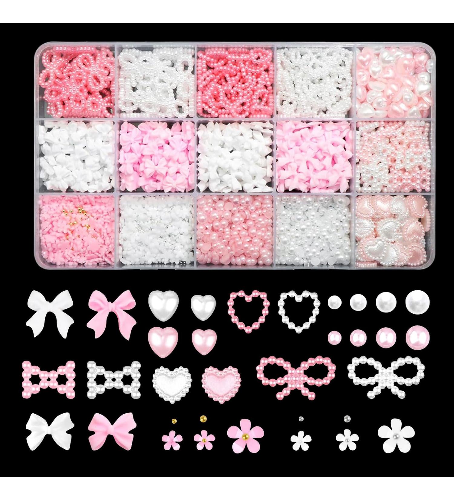 1000-Piece 3D Nail Decoration Set | 8 Color Nail Charms & Connectors | DIY Manicure & Jewelry Accessories - Buy Online on SooperMarket.com