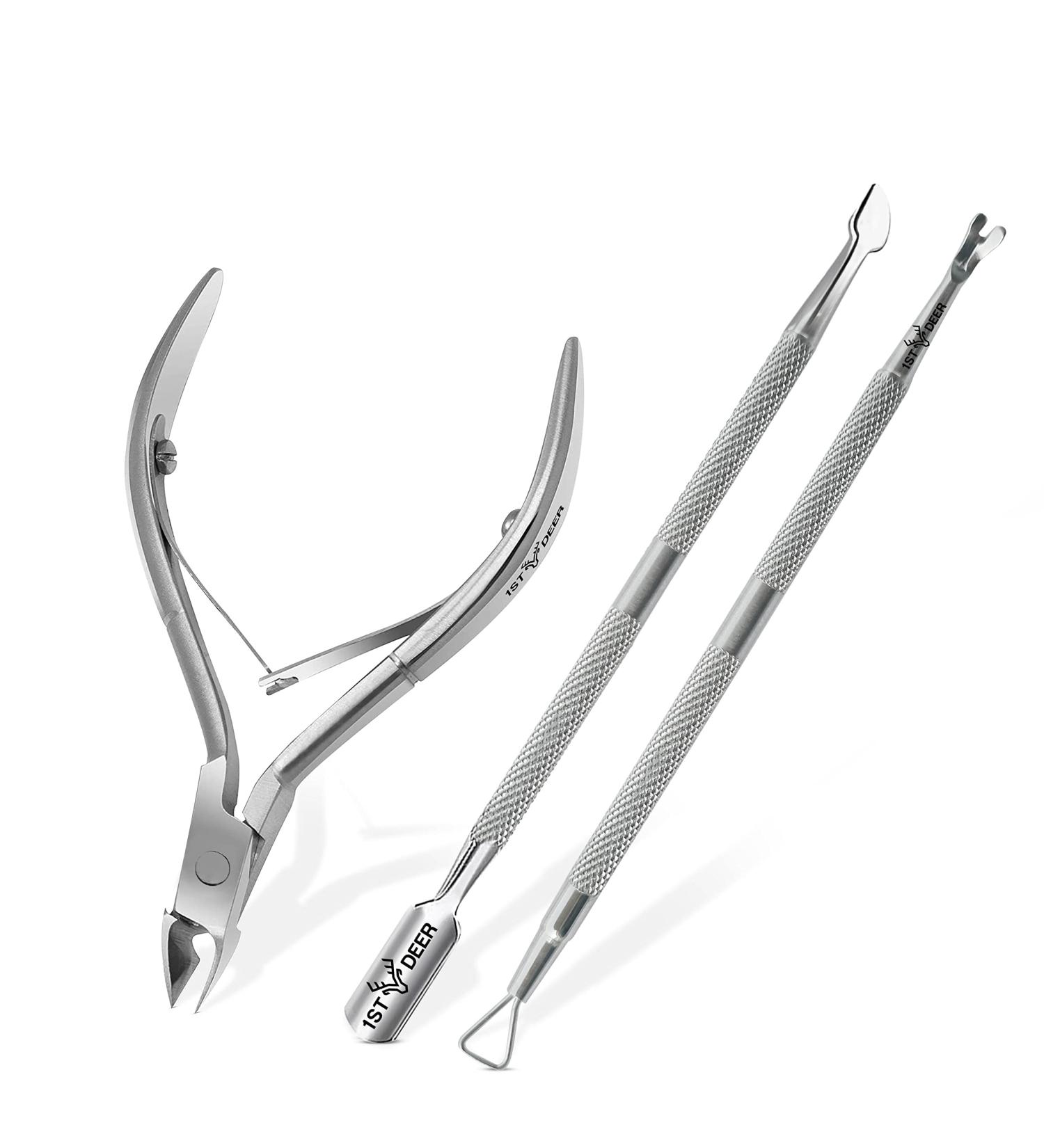 1st Deer Cuticle Cutter 3 pcs Cuticle Nipper Pusher and Fork Stainless Steel Nail Cuticle Scissors Clippers and Scraper Professional Manicure Pedicure Tool for Nail Art Spa 3 Pc Cuticle Set - Buy Online on SooperMarket.com