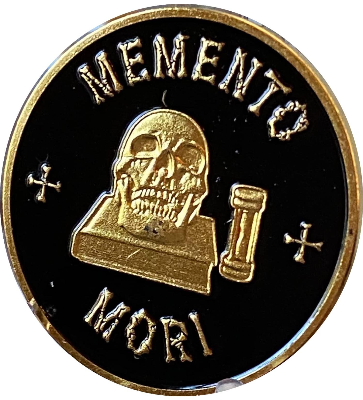 Memento Mori Skull Hourglass Medallion - Black Gold Death Reminder Coin - Buy Online on SooperMarket.com