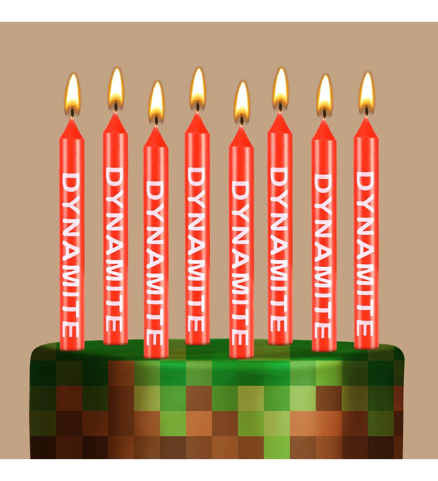 TNT Themed Birthday Candles 12 Pieces Dynamite Cake Toppers for Video Game Party and Graduation Celebration - Buy Online on SooperMarket.com