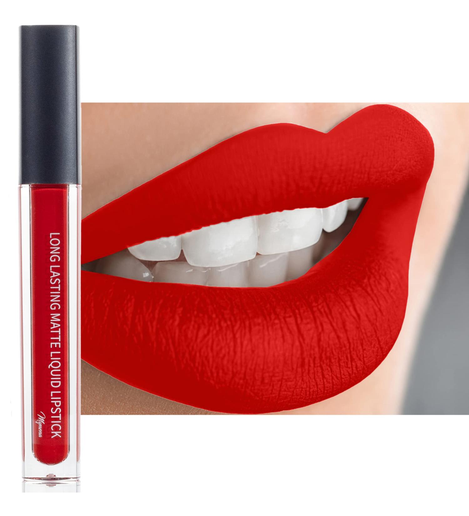 Mynena Orange Red Matte Liquid Lipstick - Long Lasting, Waterproof, Gluten-Free | Glory - Buy Online on SooperMarket.com