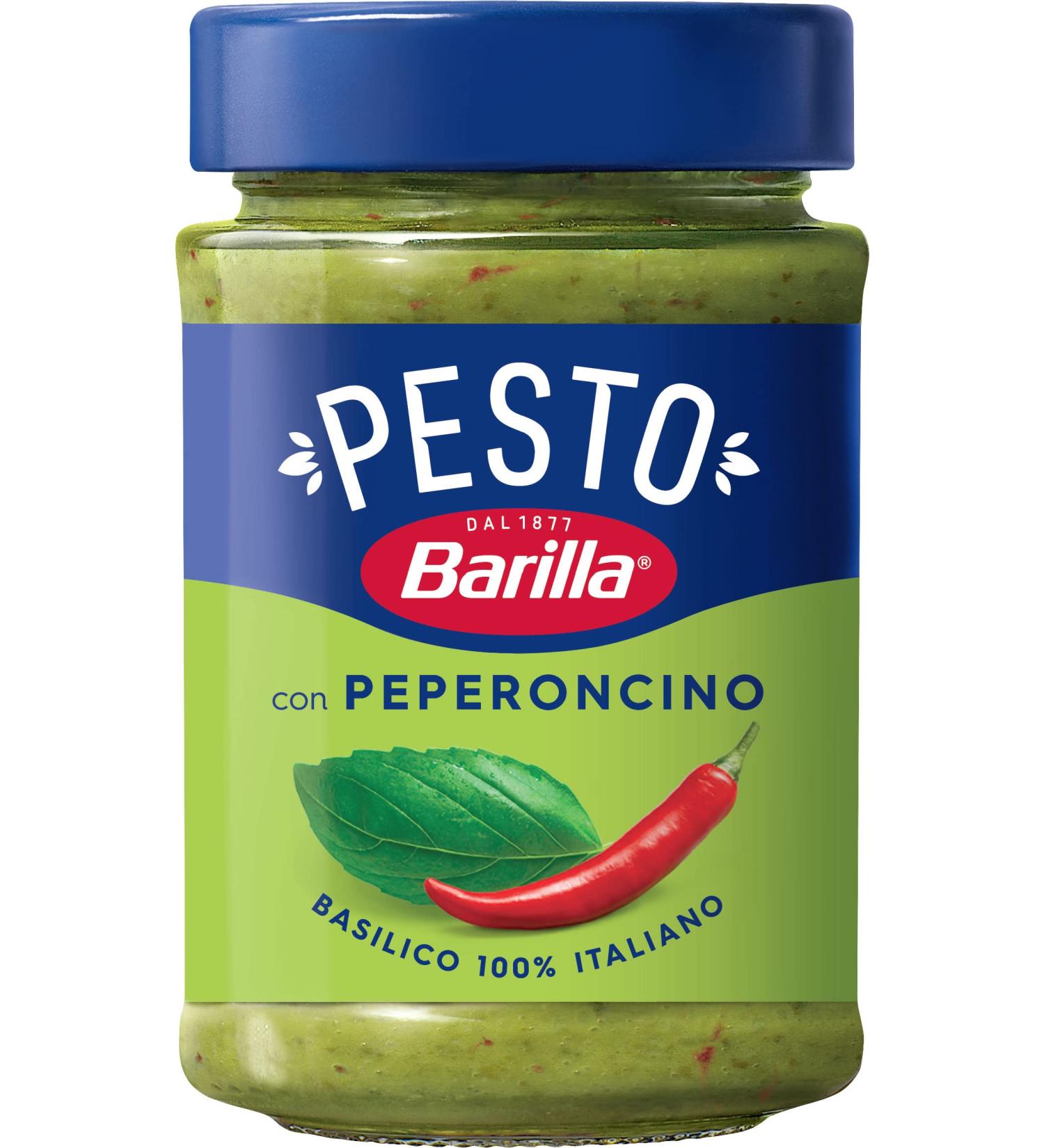 Buy Barilla Pesto Basilico e Peperoncino 195g - Gluten-Free Italian Sauce with Basil & Chili Peppers - Perfect for Pasta | International Shipping - Buy Online on SooperMarket.com