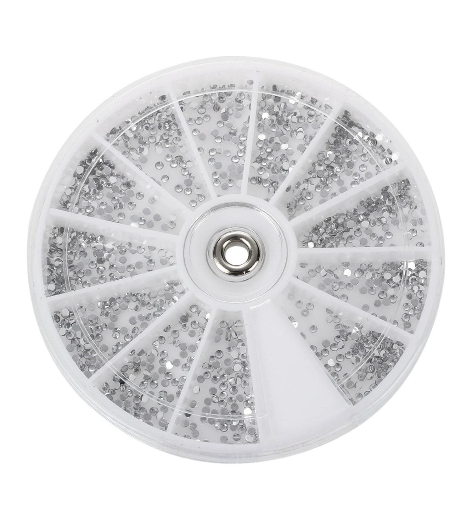 Sahkgye Carousel Silver Diamant Crystal Nail Art Glitter 1.5 mm Wheel - Buy Online on SooperMarket.com