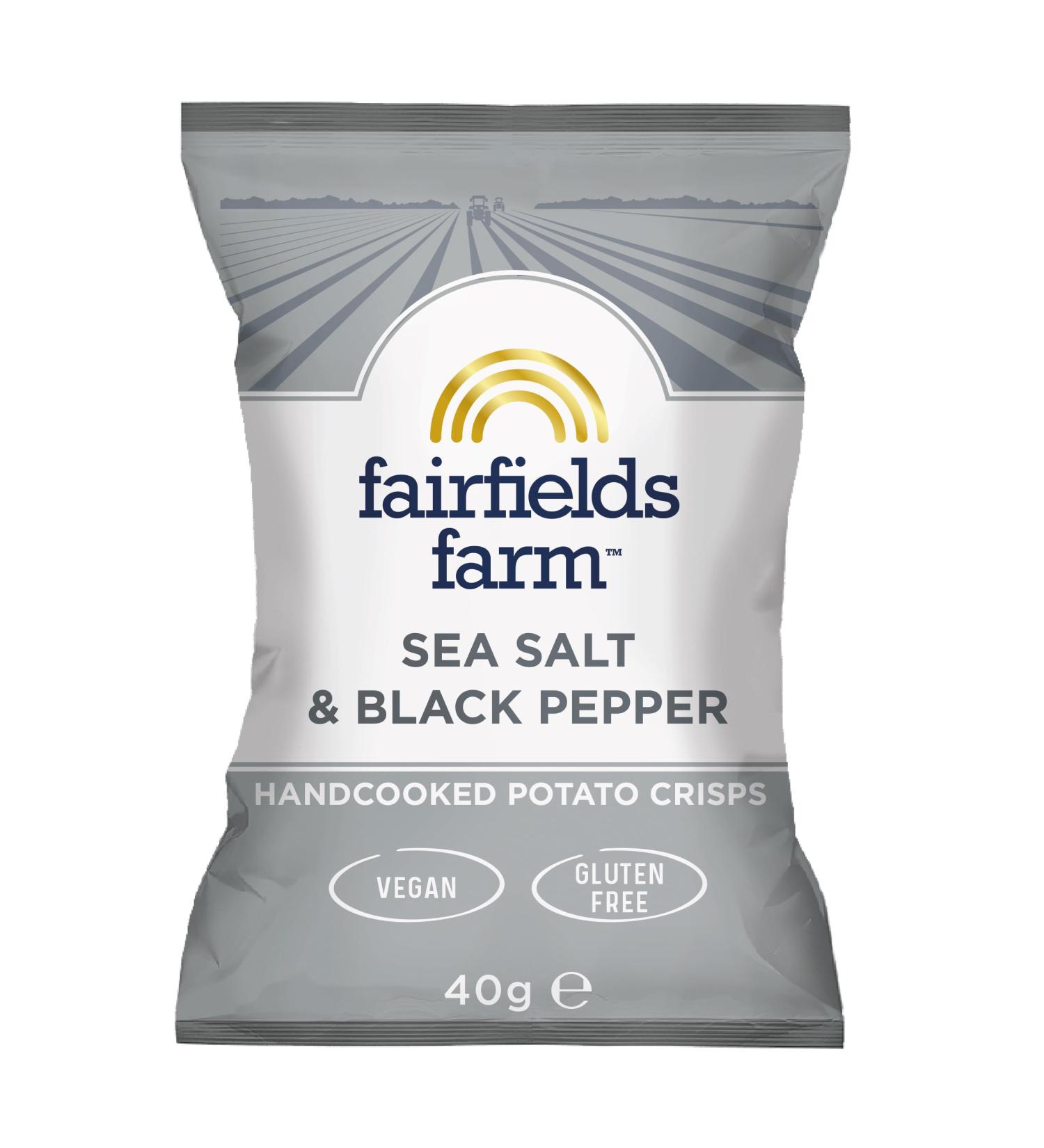 Fairfields Farm Crisps Sea Salt & Black Pepper Cooked Potato Crisps 40g | Pack of 10